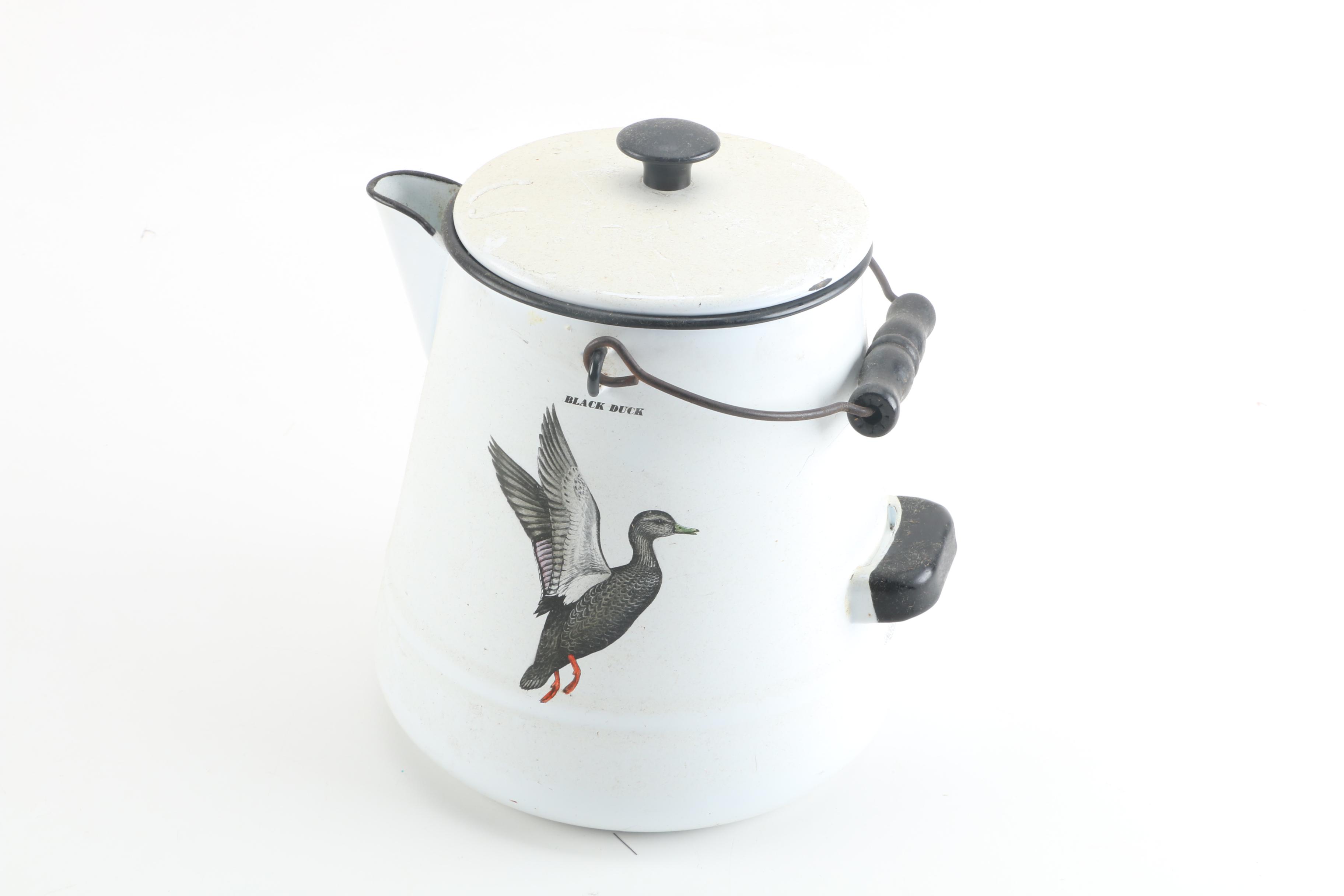 Vintage Delano Studios Hand-Colored Enameled Cast Iron Cookware