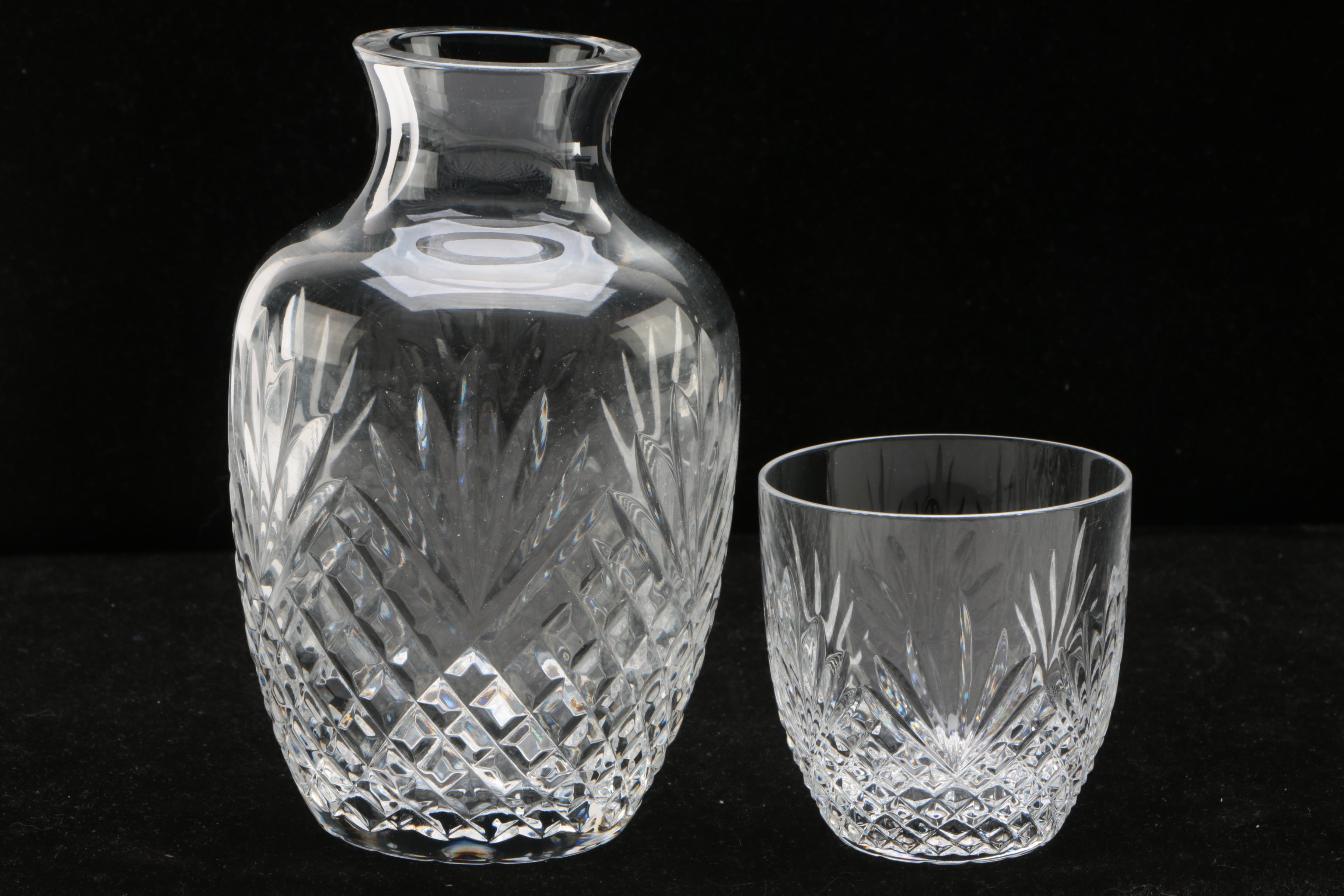 F.B. Rogers Silver Plate and Glass Coffee Carafe Set with Crystal Bedside Carafe