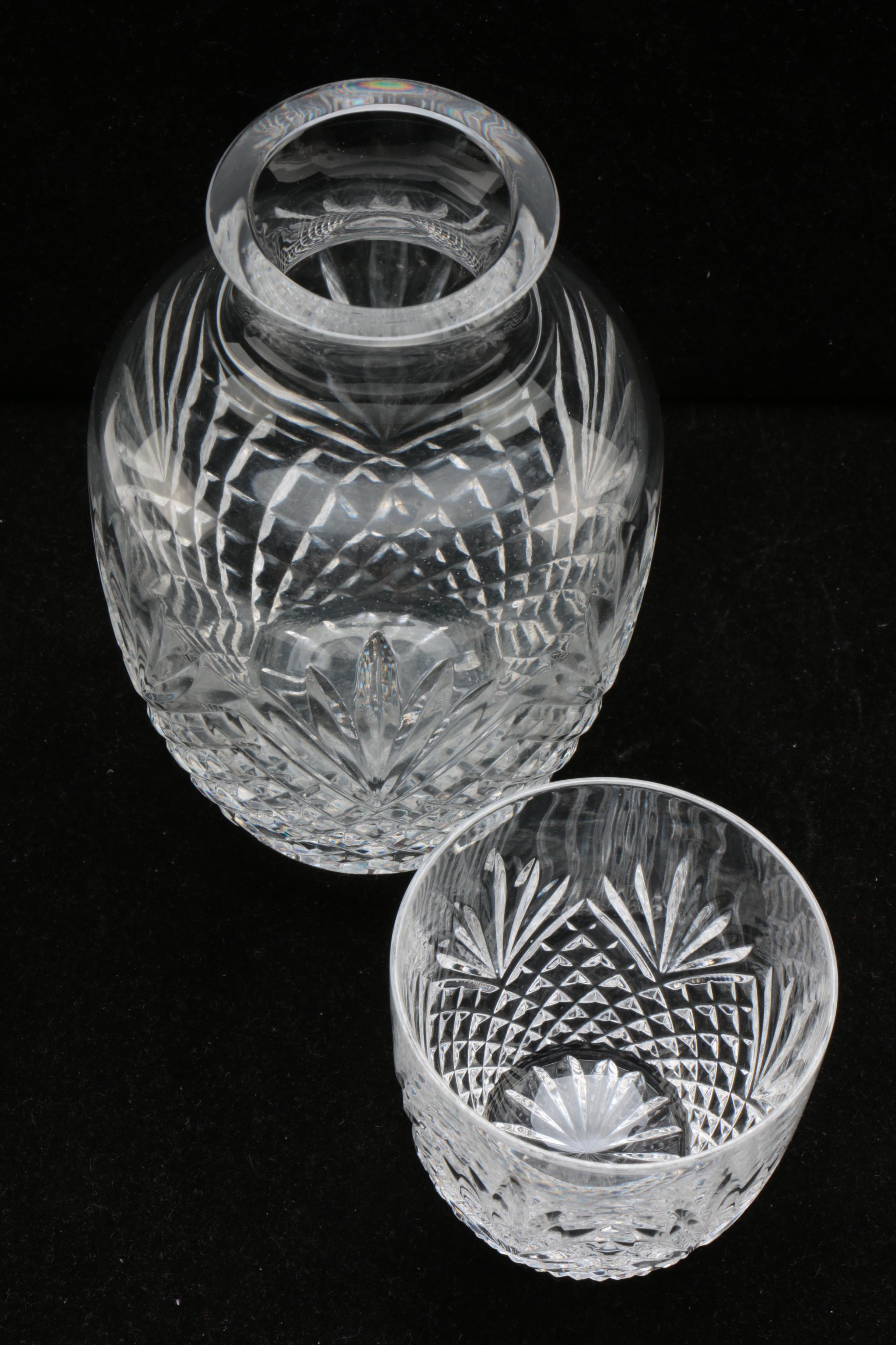 F.B. Rogers Silver Plate and Glass Coffee Carafe Set with Crystal Bedside Carafe