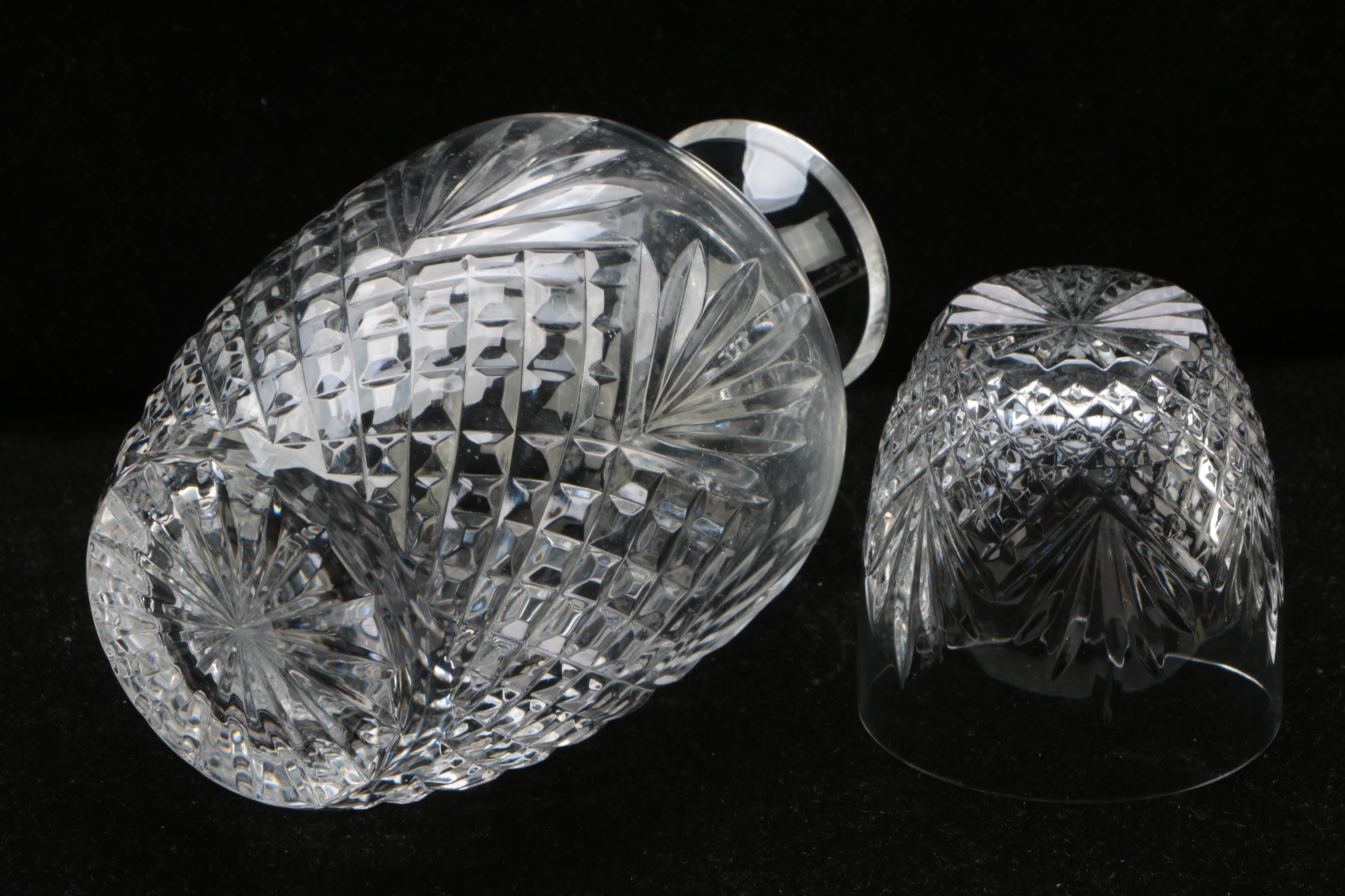 F.B. Rogers Silver Plate and Glass Coffee Carafe Set with Crystal Bedside Carafe