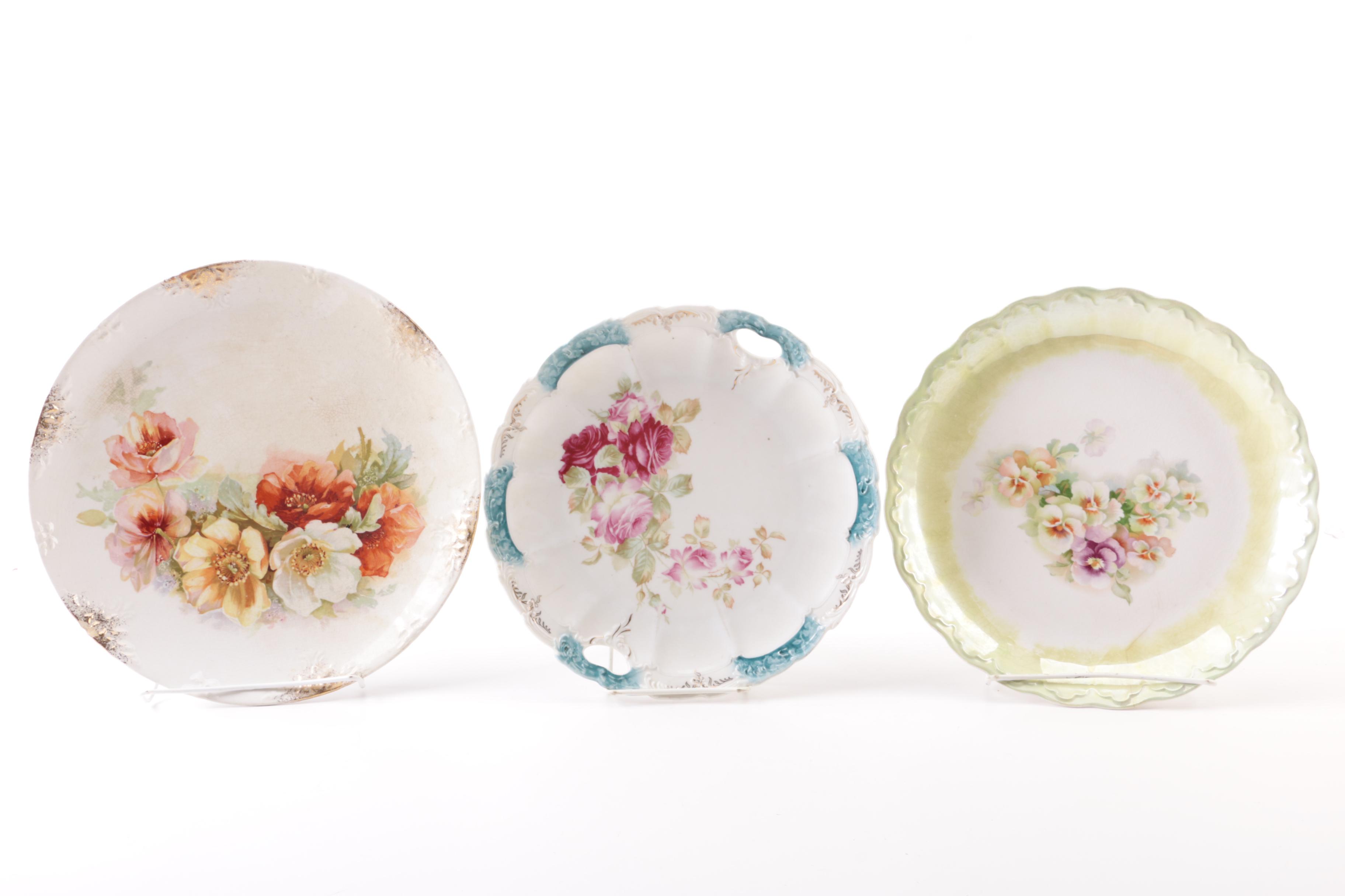 Vintage Floral Themed Porcelain Serveware Featuring Moritz Zdekauer