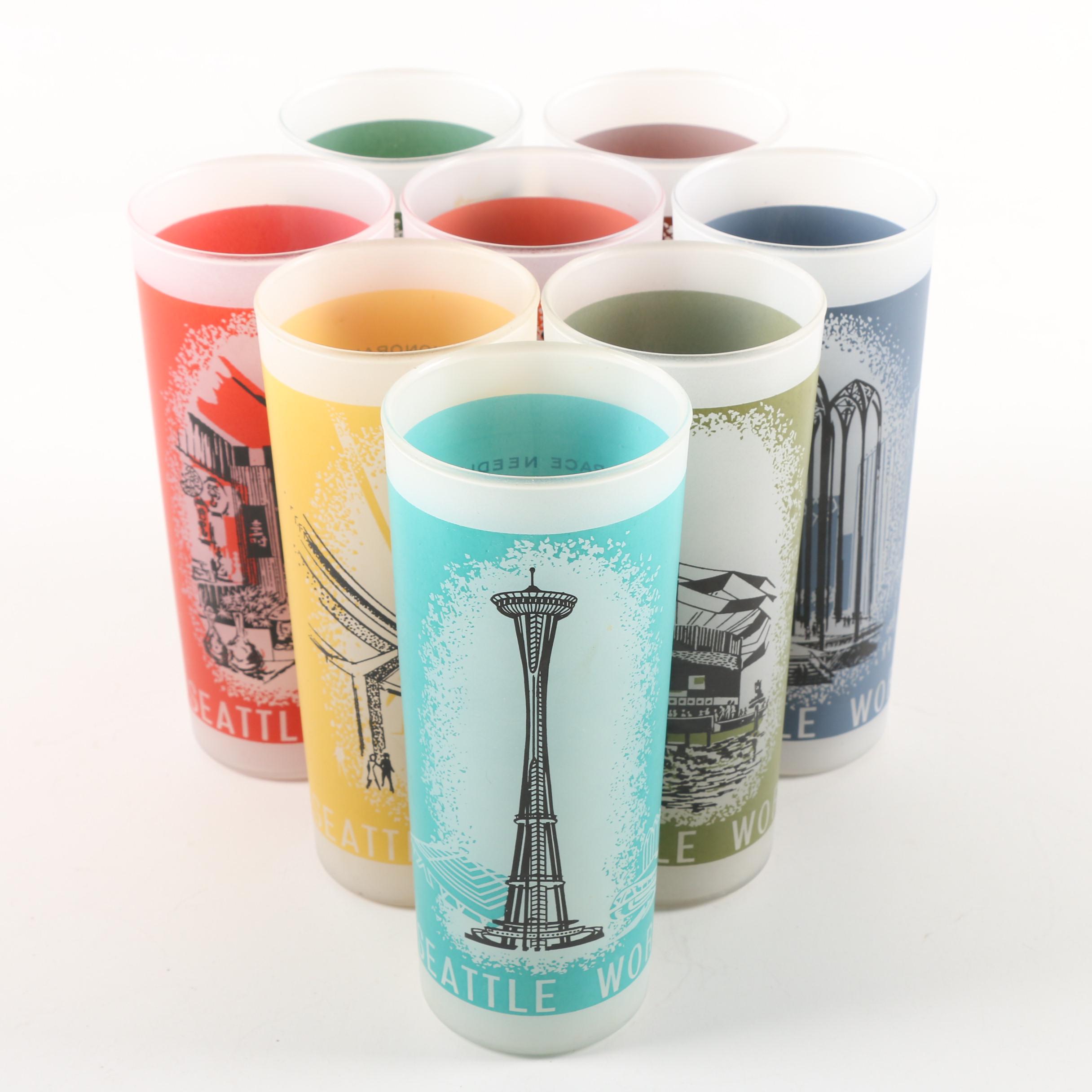 Complete Set of 1962 Seattle World's Fair Frosted Tumblers