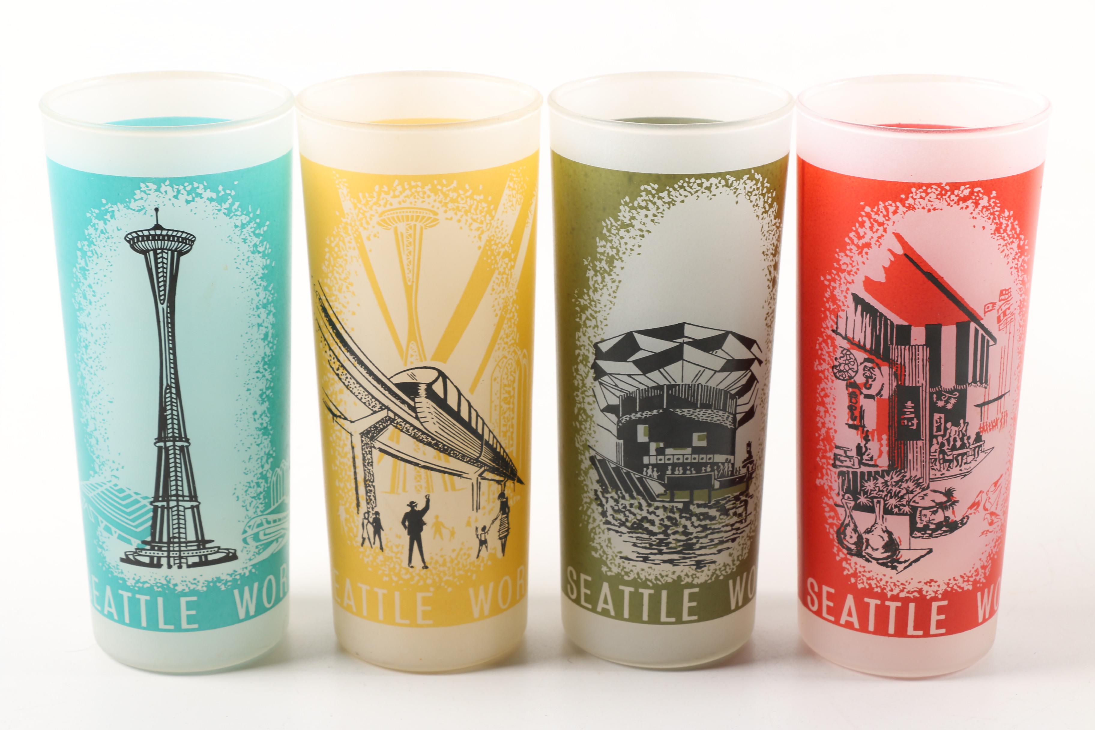 Complete Set of 1962 Seattle World's Fair Frosted Tumblers