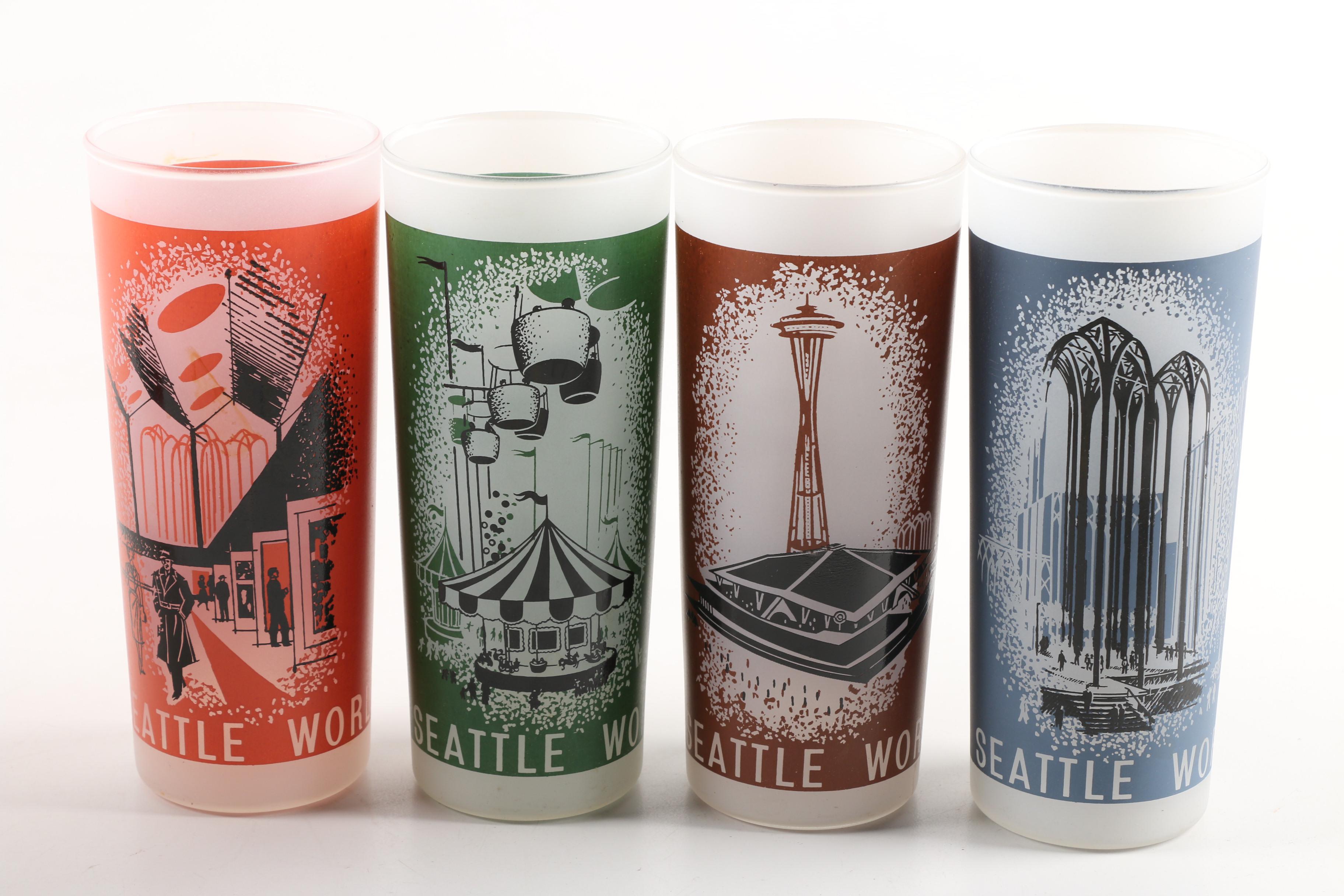 Complete Set of 1962 Seattle World's Fair Frosted Tumblers