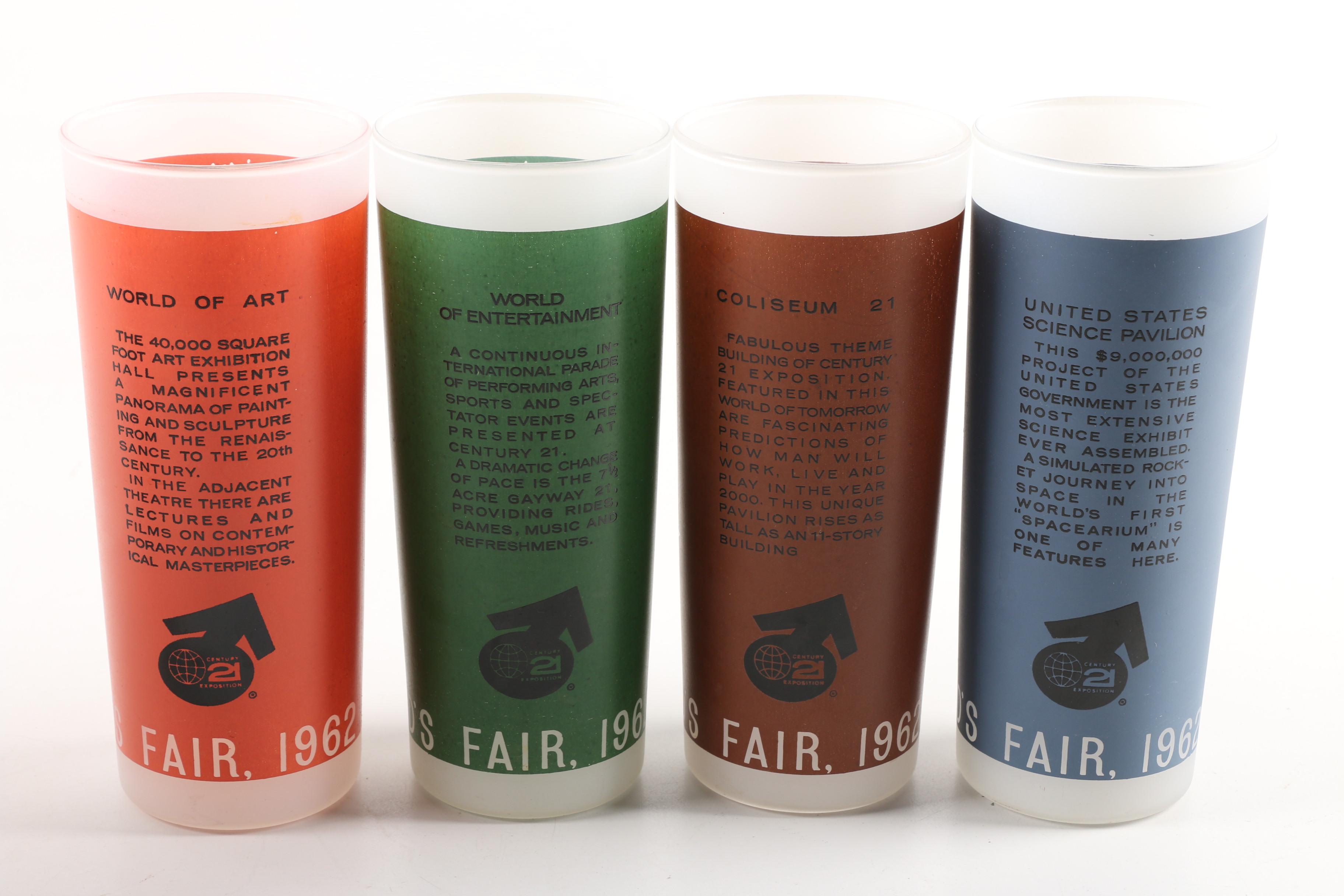 Complete Set of 1962 Seattle World's Fair Frosted Tumblers