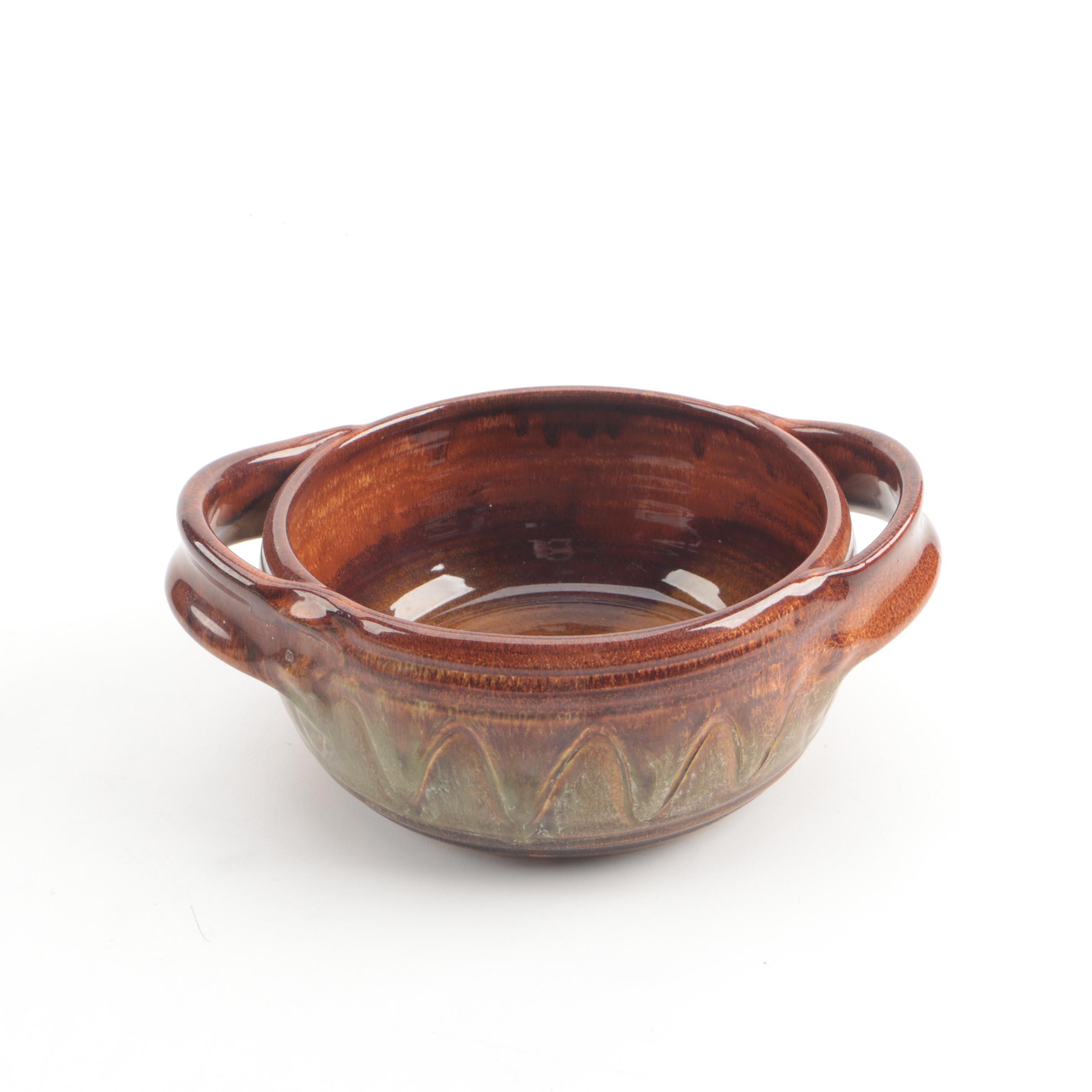 Signed 1985 Dryden Pottery Drip Glaze Bowl