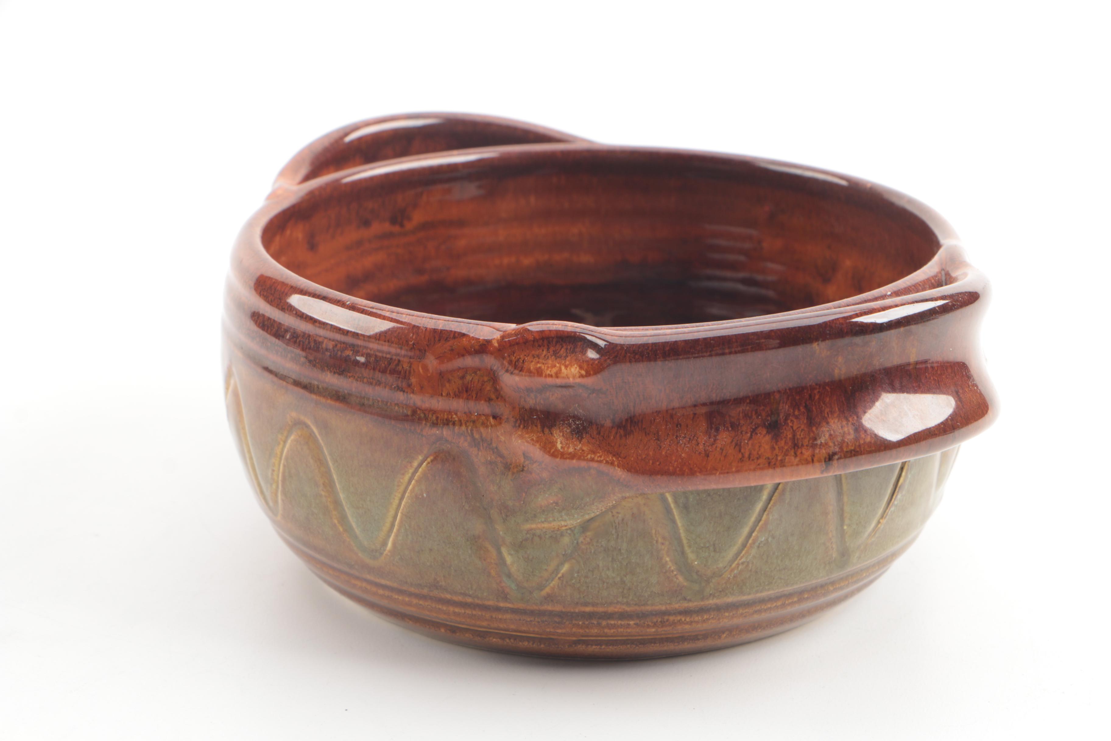 Signed 1985 Dryden Pottery Drip Glaze Bowl