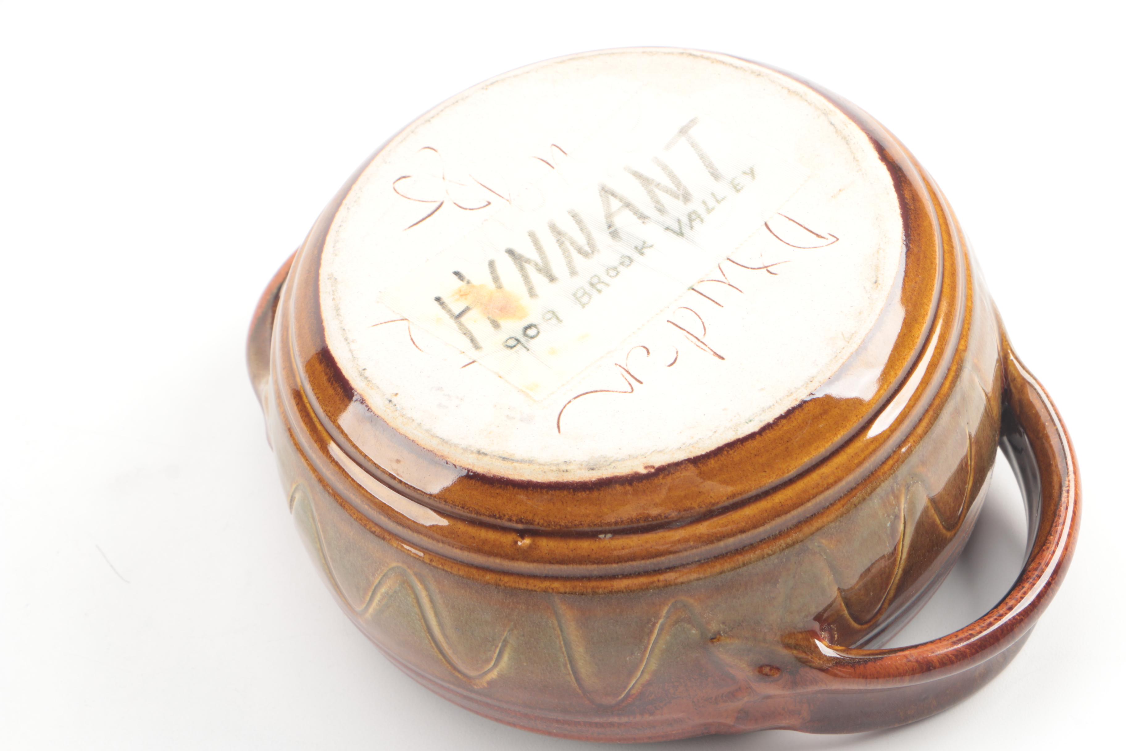 Signed 1985 Dryden Pottery Drip Glaze Bowl