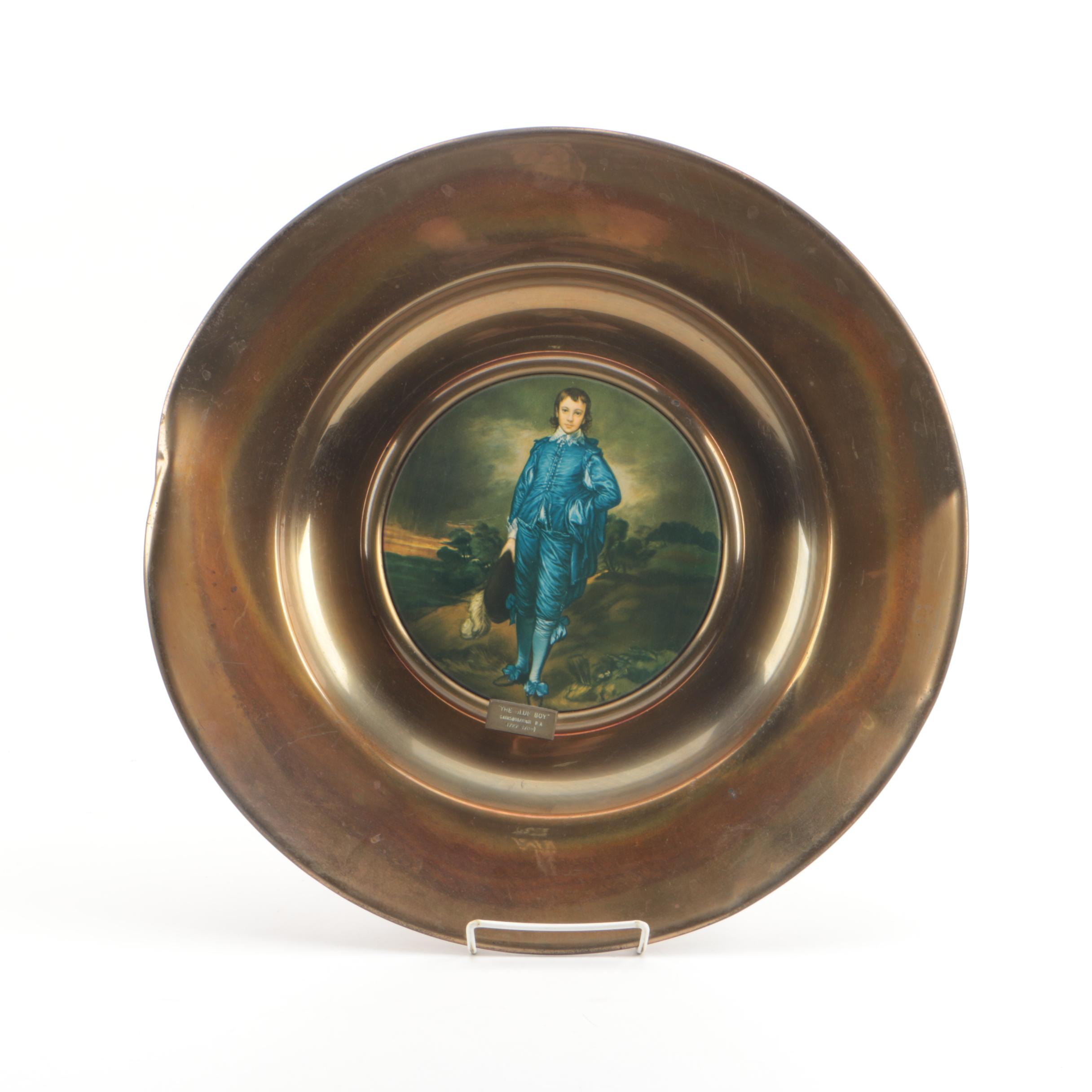 Metal Wall Plate With Reproduction of "The Blue Boy" After Thomas Gainsborough
