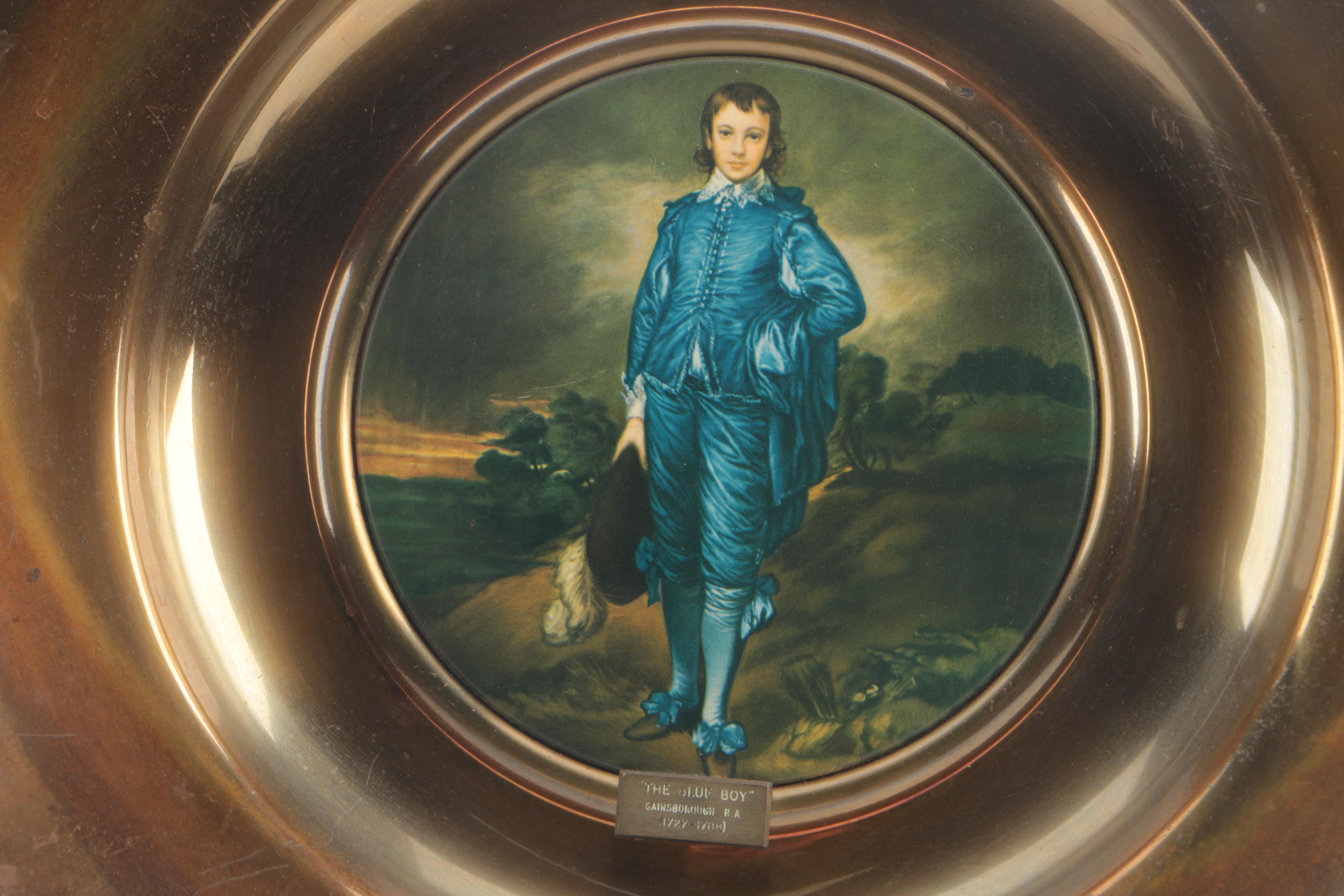 Metal Wall Plate With Reproduction of "The Blue Boy" After Thomas Gainsborough