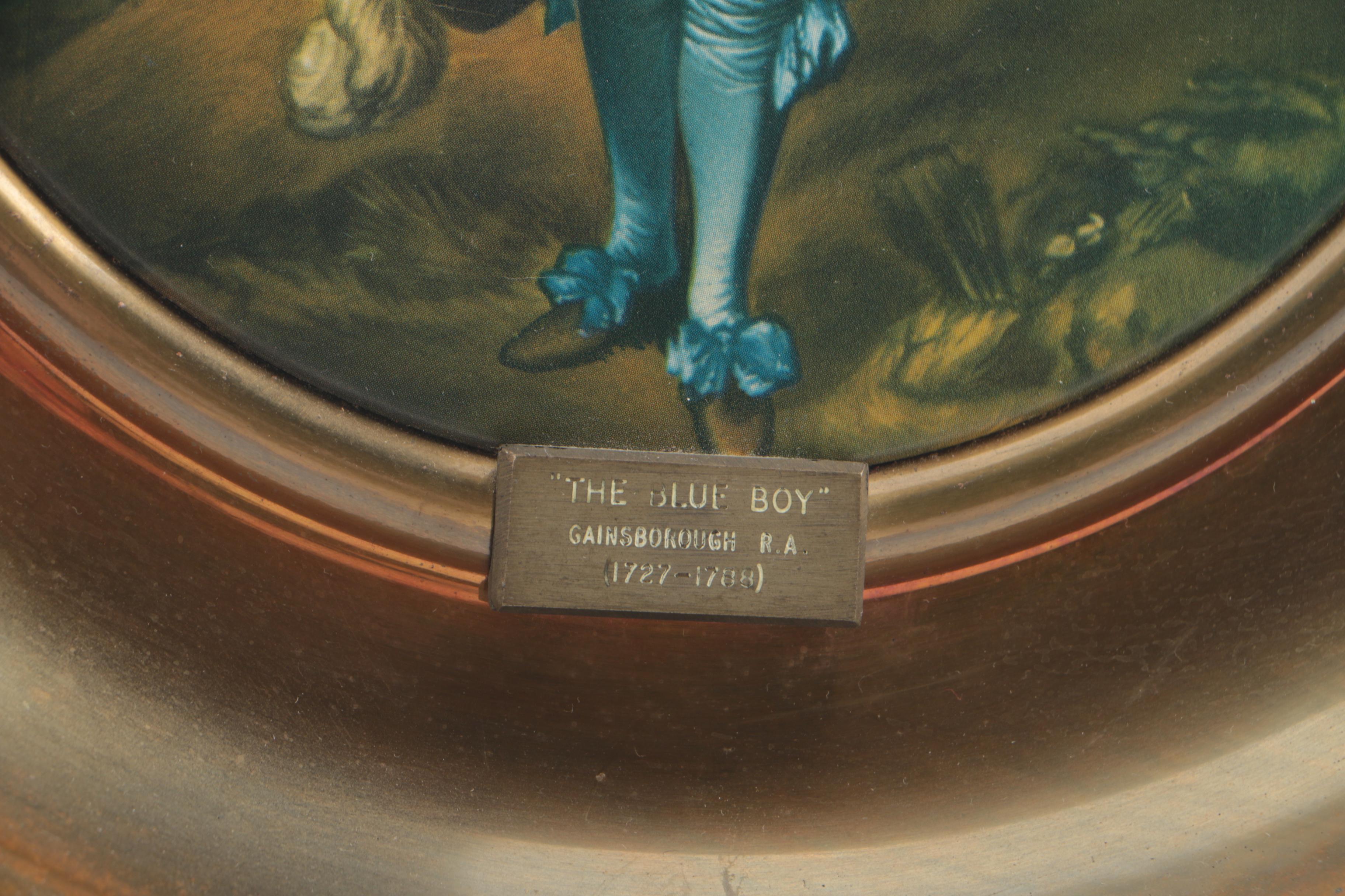 Metal Wall Plate With Reproduction of "The Blue Boy" After Thomas Gainsborough