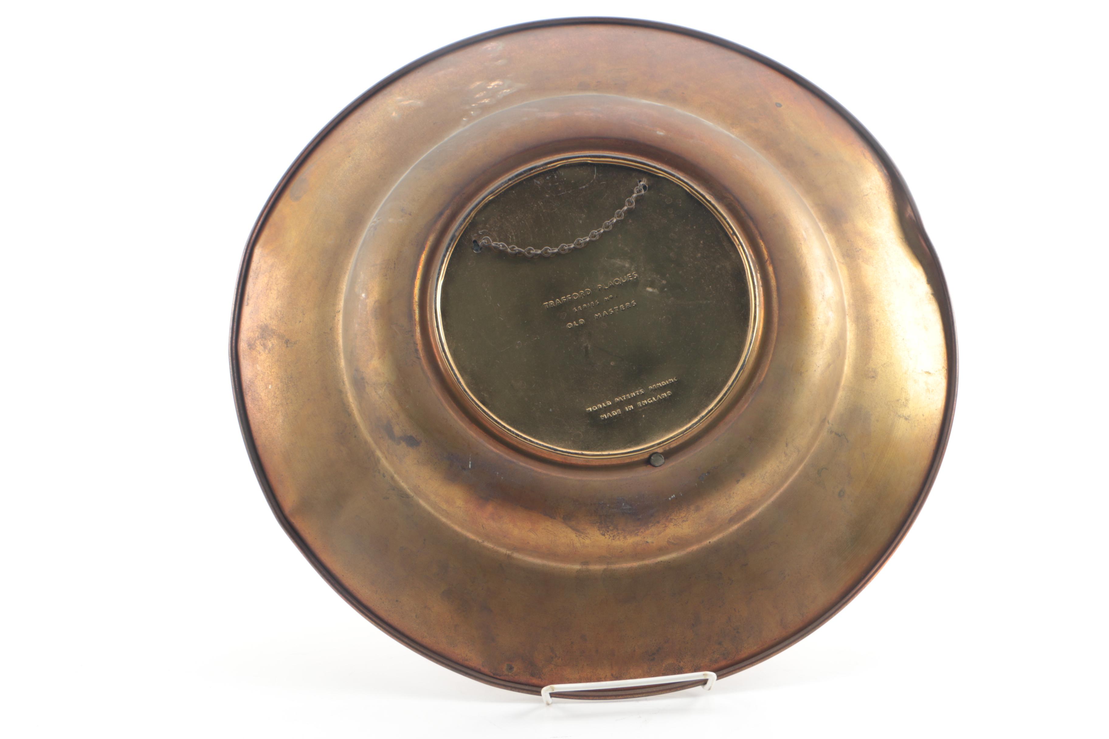 Metal Wall Plate With Reproduction of "The Blue Boy" After Thomas Gainsborough