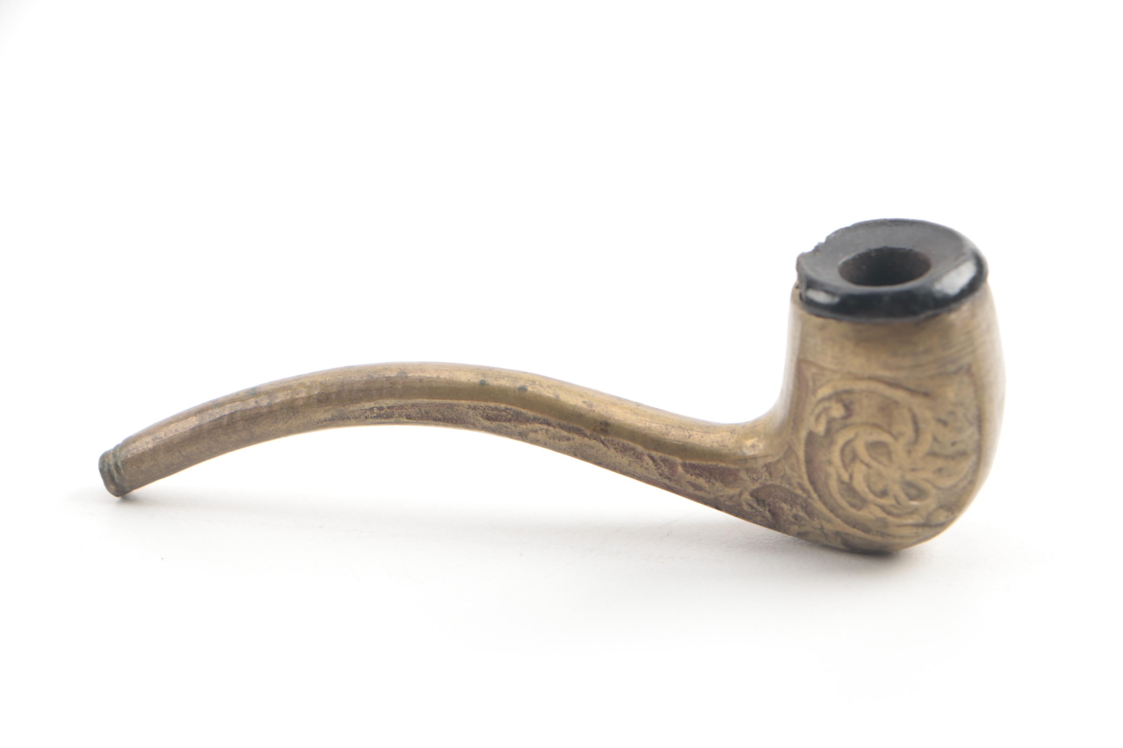 Vintage Brass Tobacco Pipe and Cigarette Case