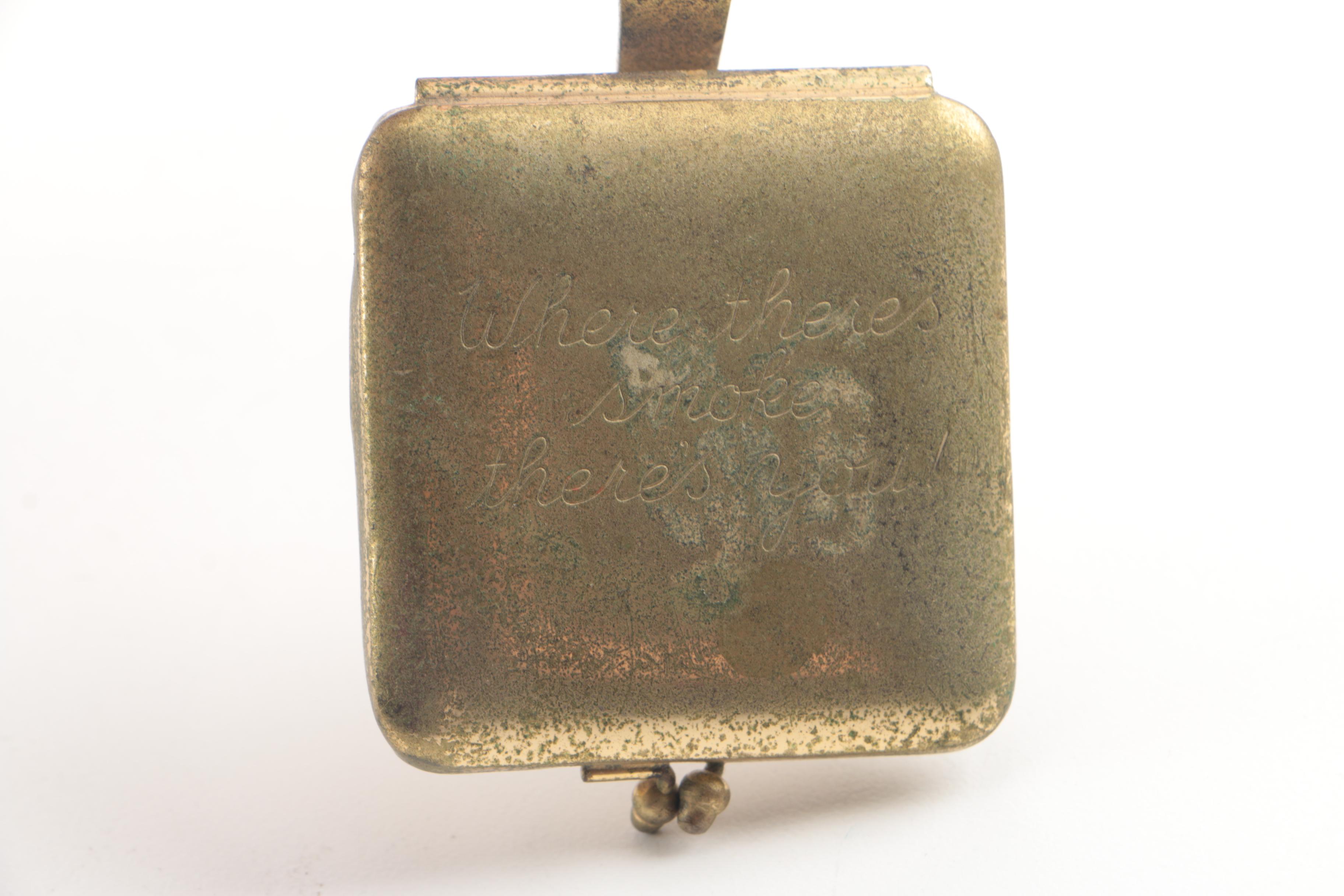 Vintage Brass Tobacco Pipe and Cigarette Case