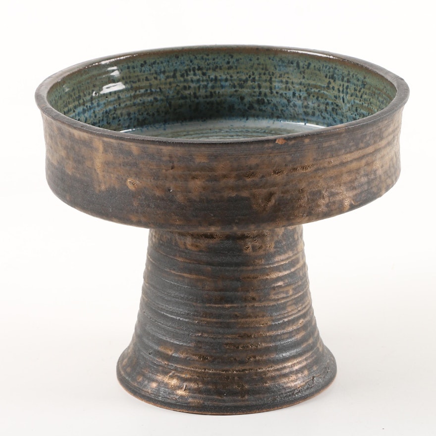 Terracotta Compote with Mottled Glaze