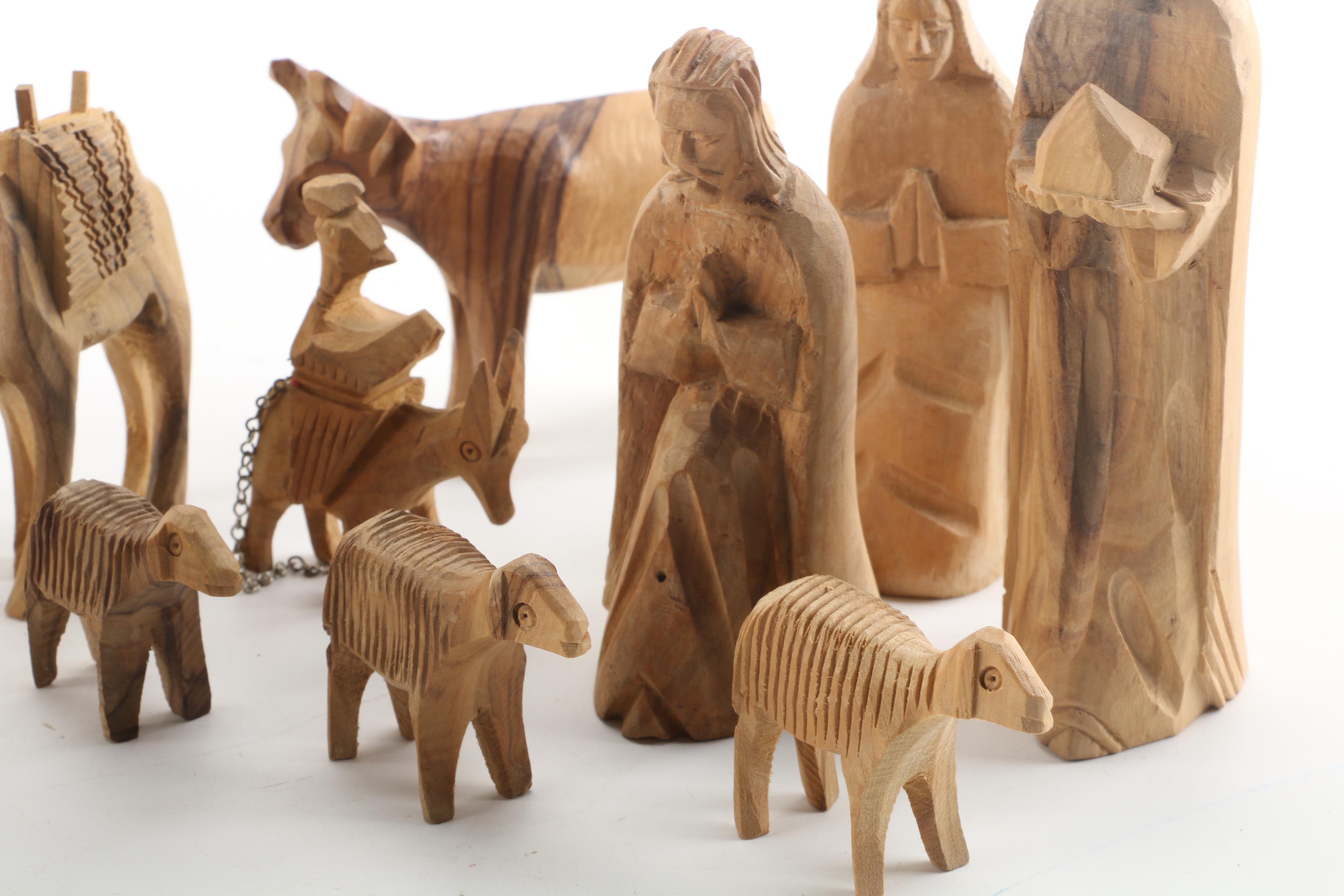 Bethlehem Handicrafts Olive Wood Nativity Scene and Camel Caravan