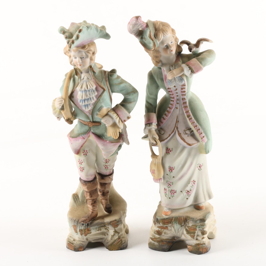 Betson Hand-Painted Bisque Porcelain Figurines Made in Occupied Japan