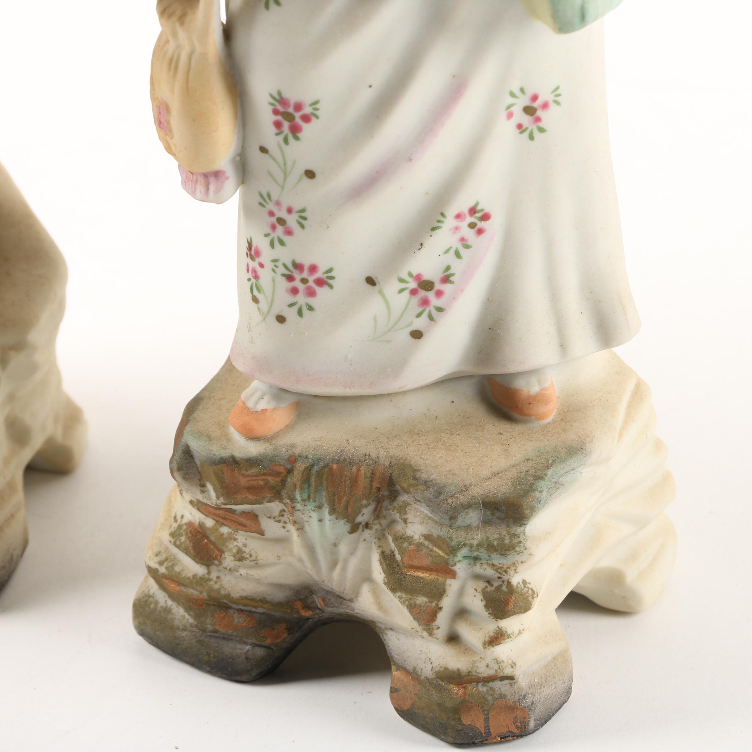 Betson Hand-Painted Bisque Porcelain Figurines Made in Occupied Japan