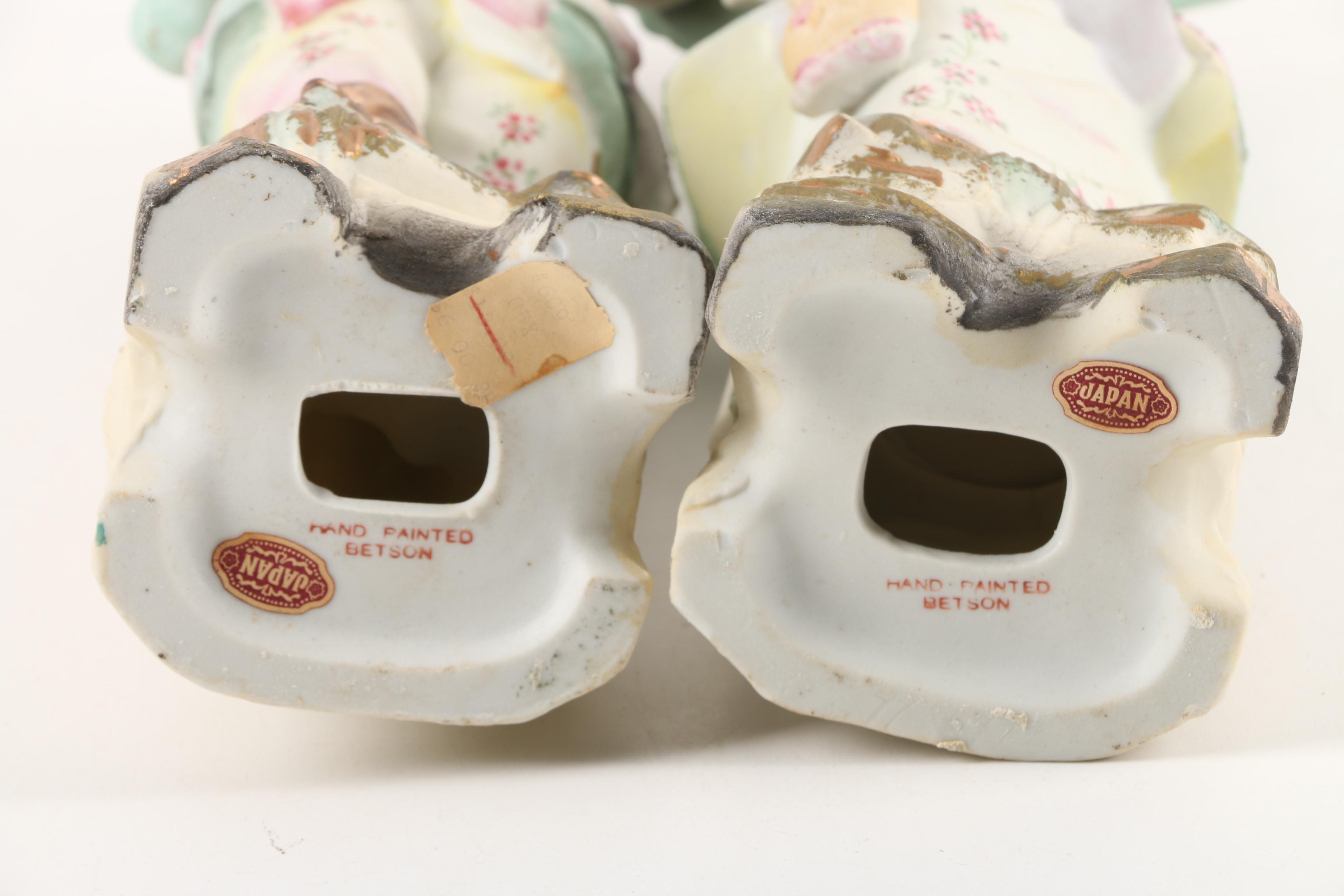 Betson Hand-Painted Bisque Porcelain Figurines Made in Occupied Japan