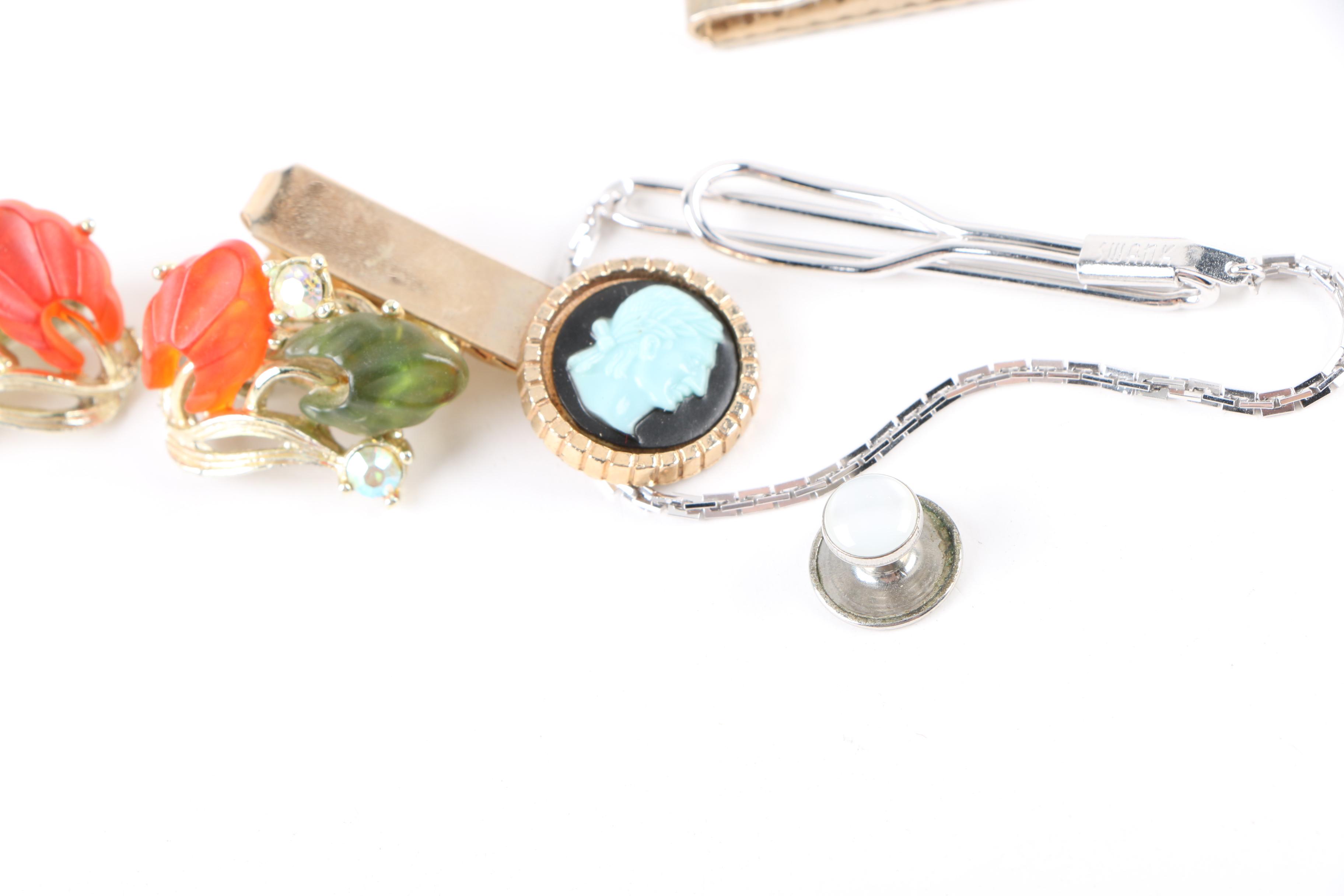 Silver and Gold-Tone Mother of Pearl and Foil Back Jewelry Assortment