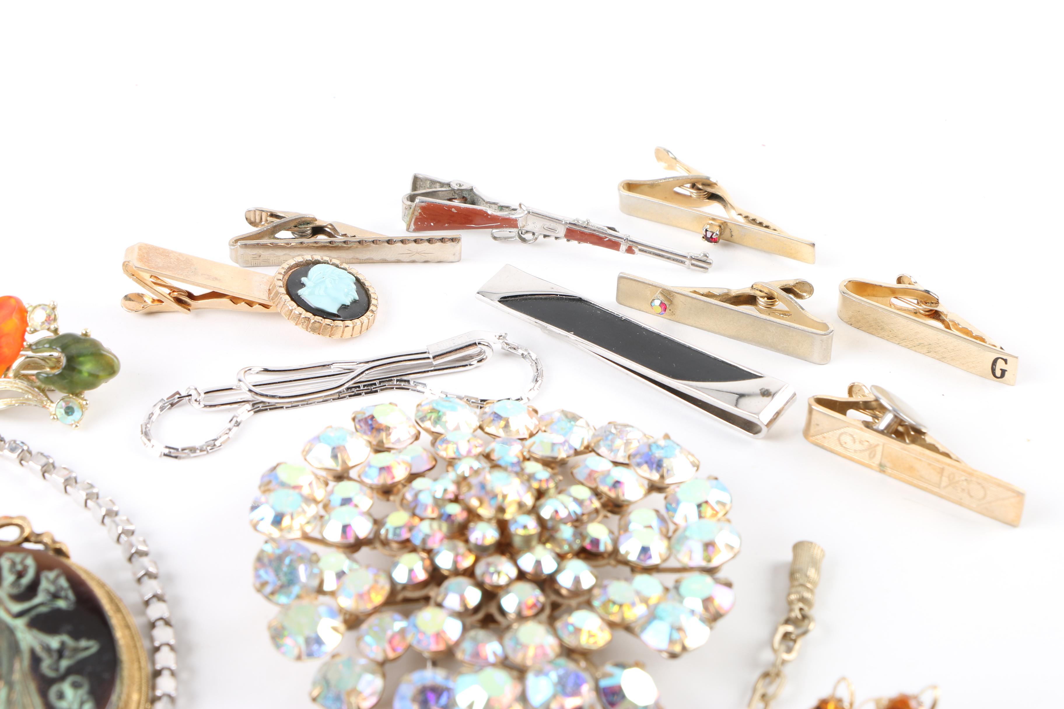 Silver and Gold-Tone Mother of Pearl and Foil Back Jewelry Assortment