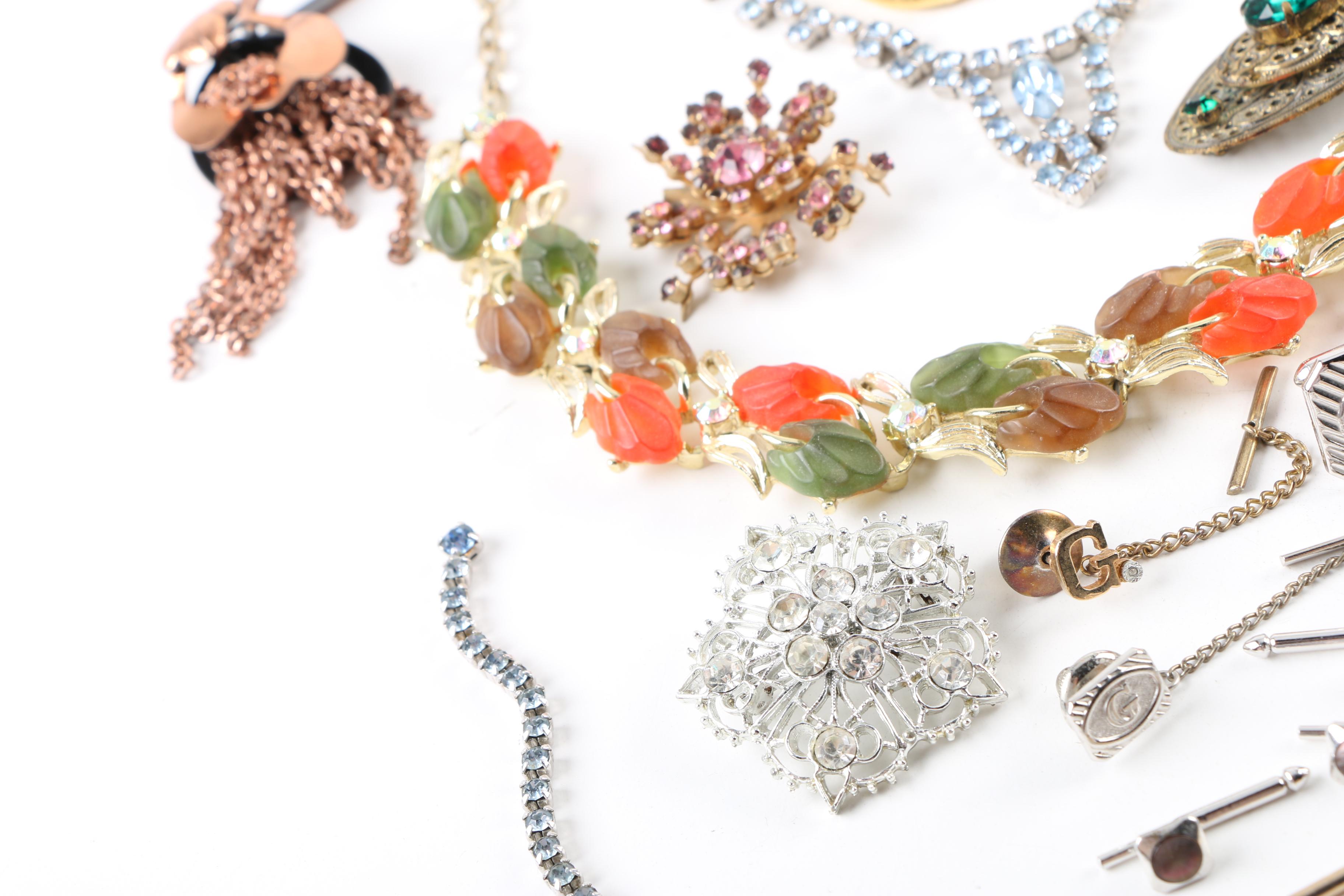 Silver and Gold-Tone Mother of Pearl and Foil Back Jewelry Assortment