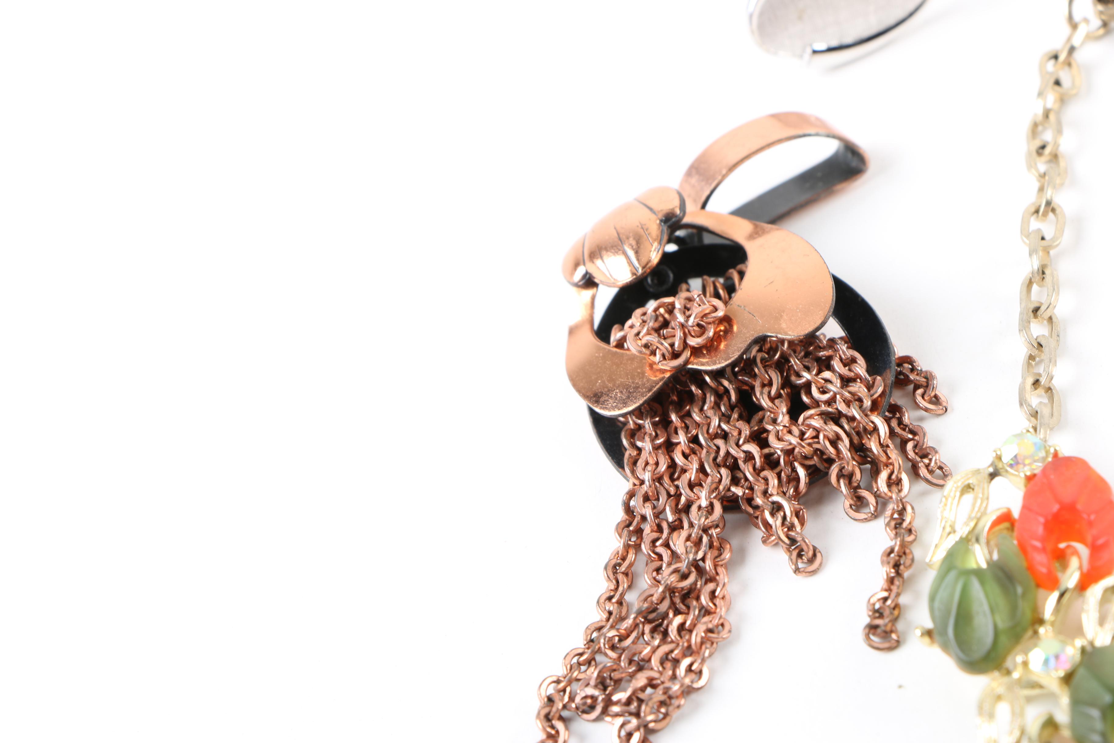 Silver and Gold-Tone Mother of Pearl and Foil Back Jewelry Assortment