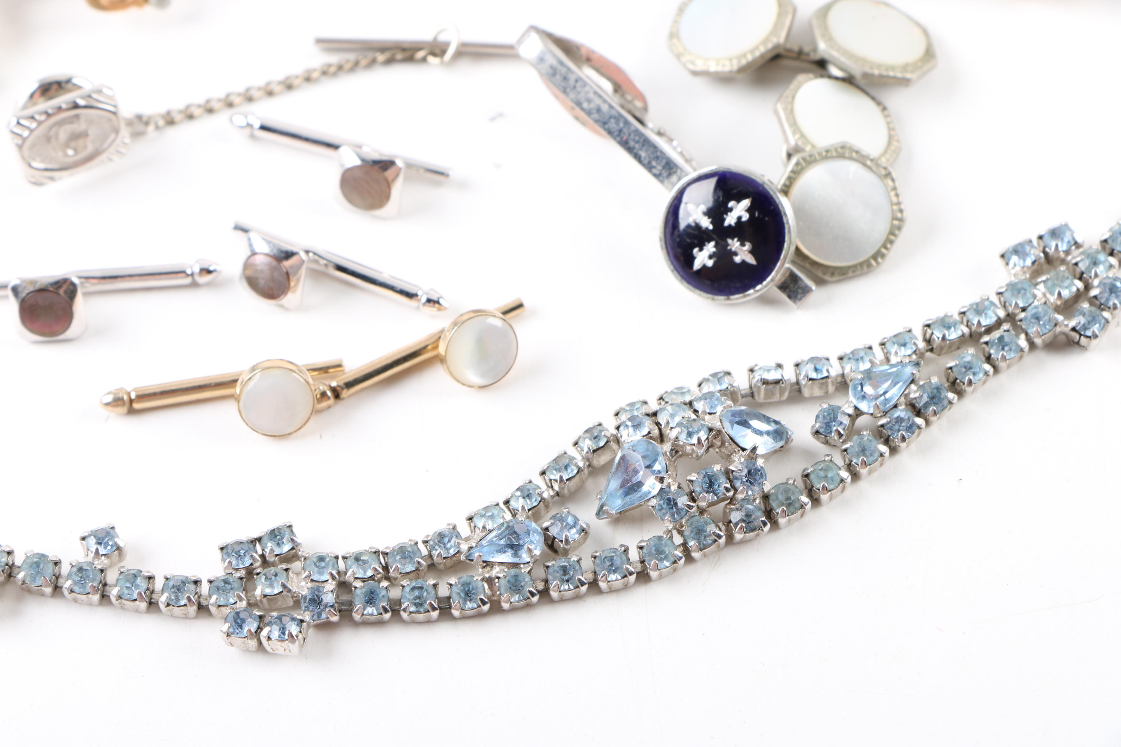 Silver and Gold-Tone Mother of Pearl and Foil Back Jewelry Assortment