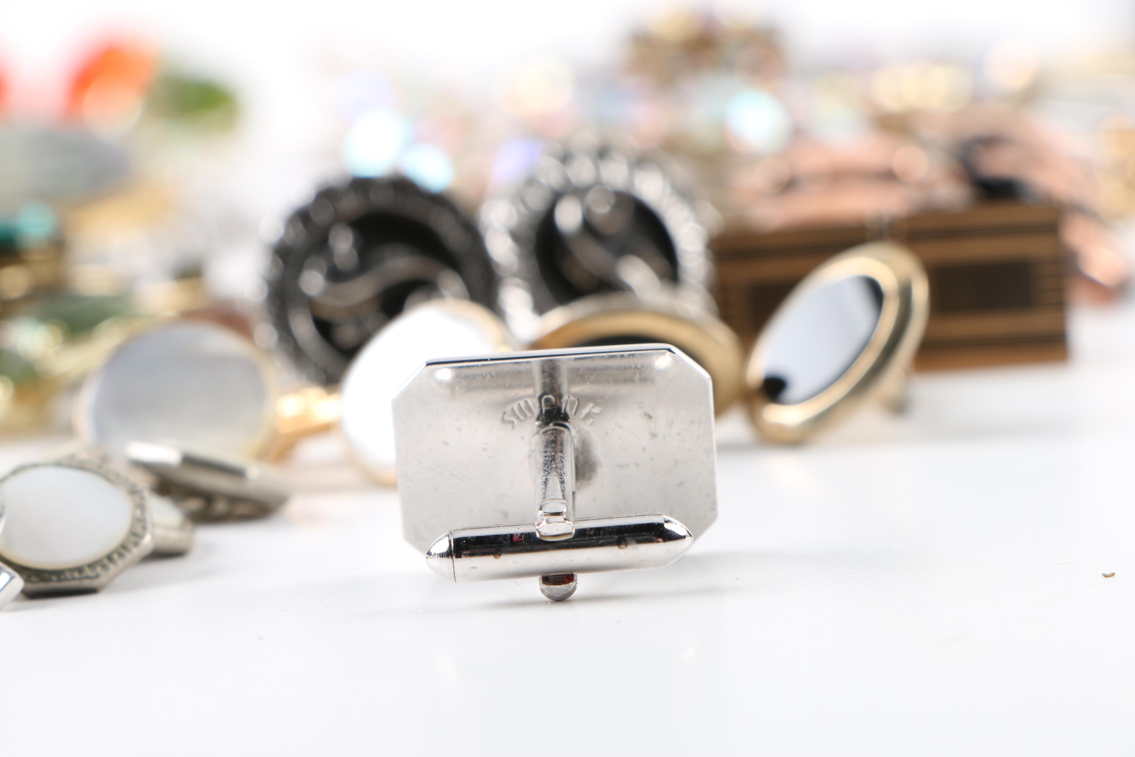 Silver and Gold-Tone Mother of Pearl and Foil Back Jewelry Assortment