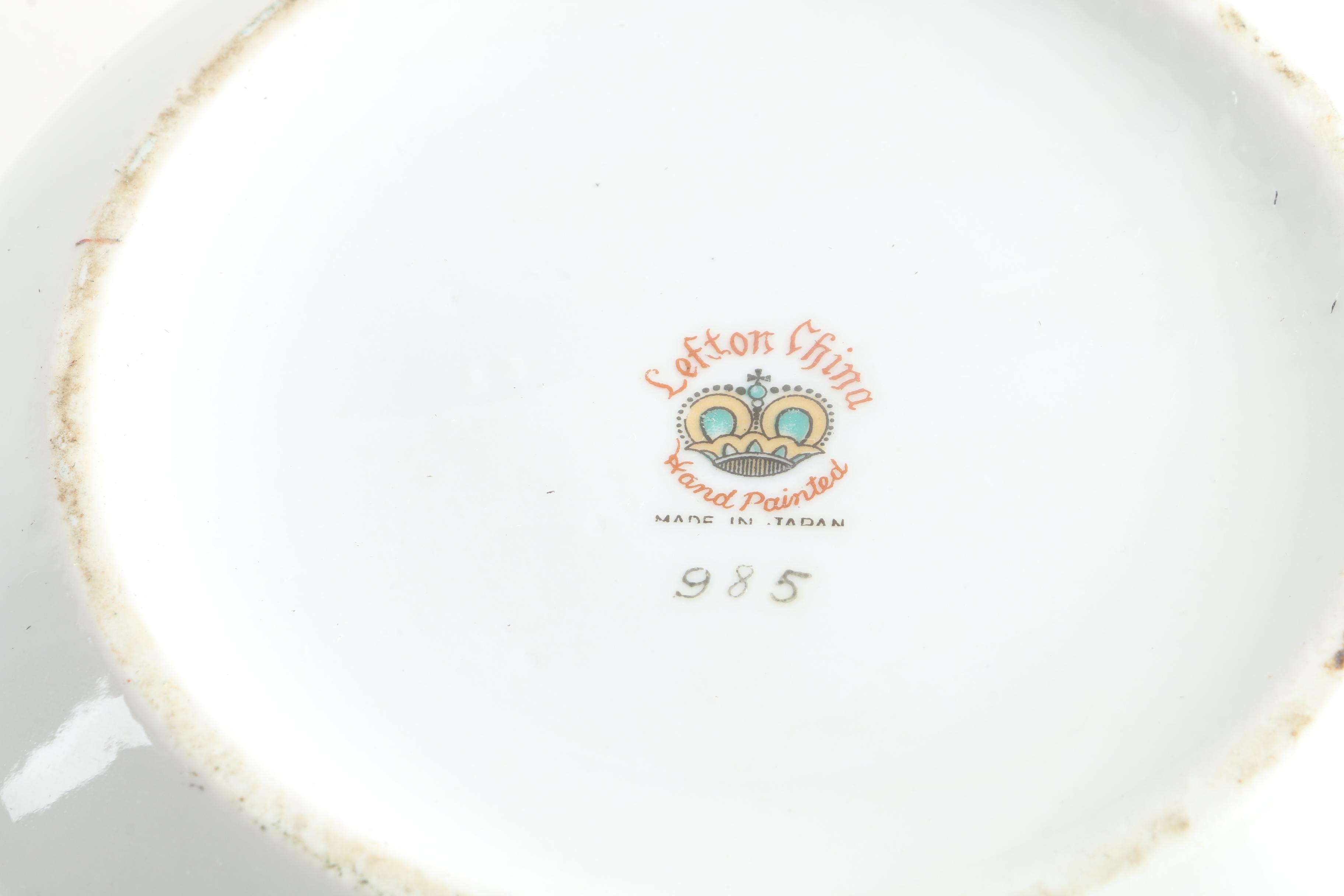 Vintage Lefton Stackable Porcelain Tea Set and Divided Serving Dish