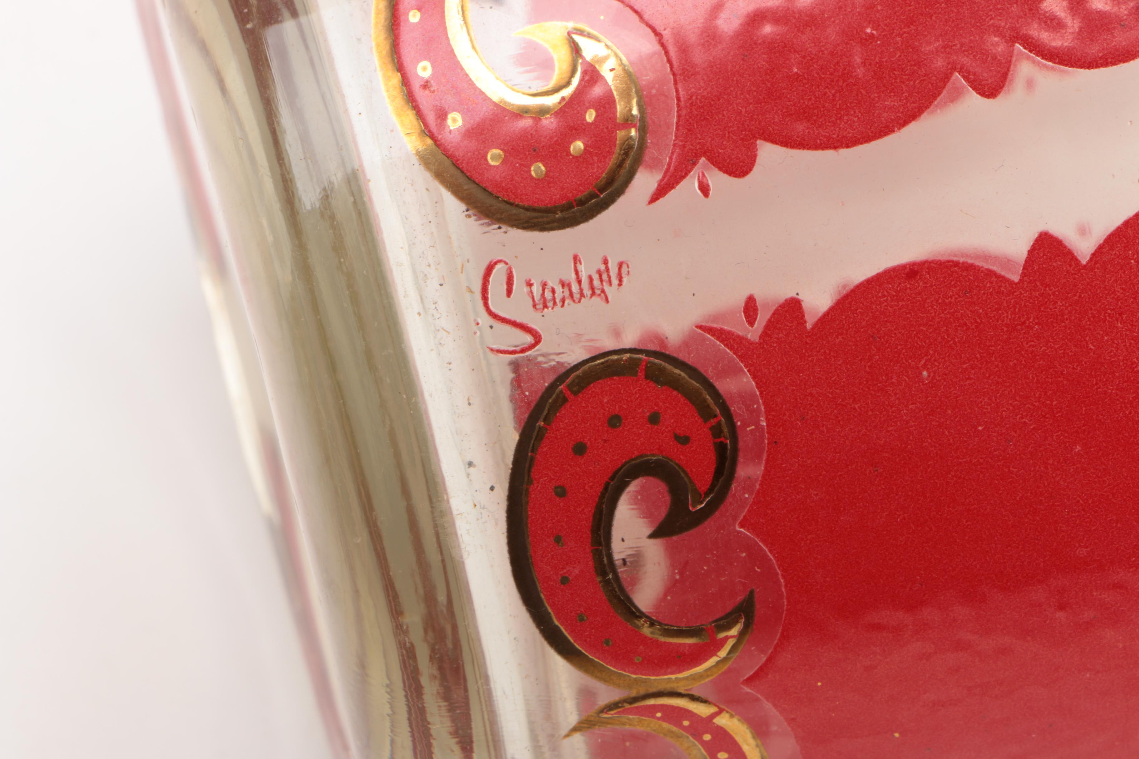 Mid Century Starlyte Ice Bucket and Tumblers with Metal Tongs