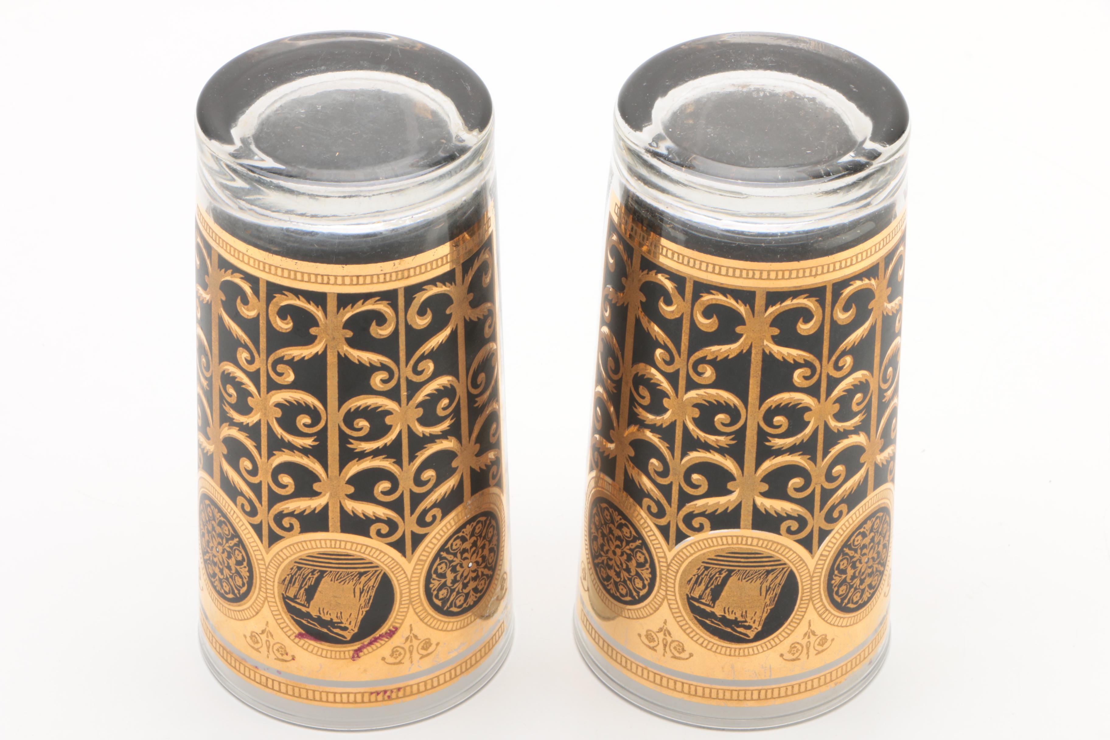 Mid Century Starlyte Ice Bucket and Tumblers with Metal Tongs