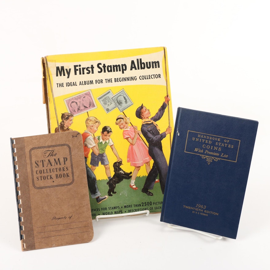 Vintage Stamp Albums and "Handbook of United States Coins"