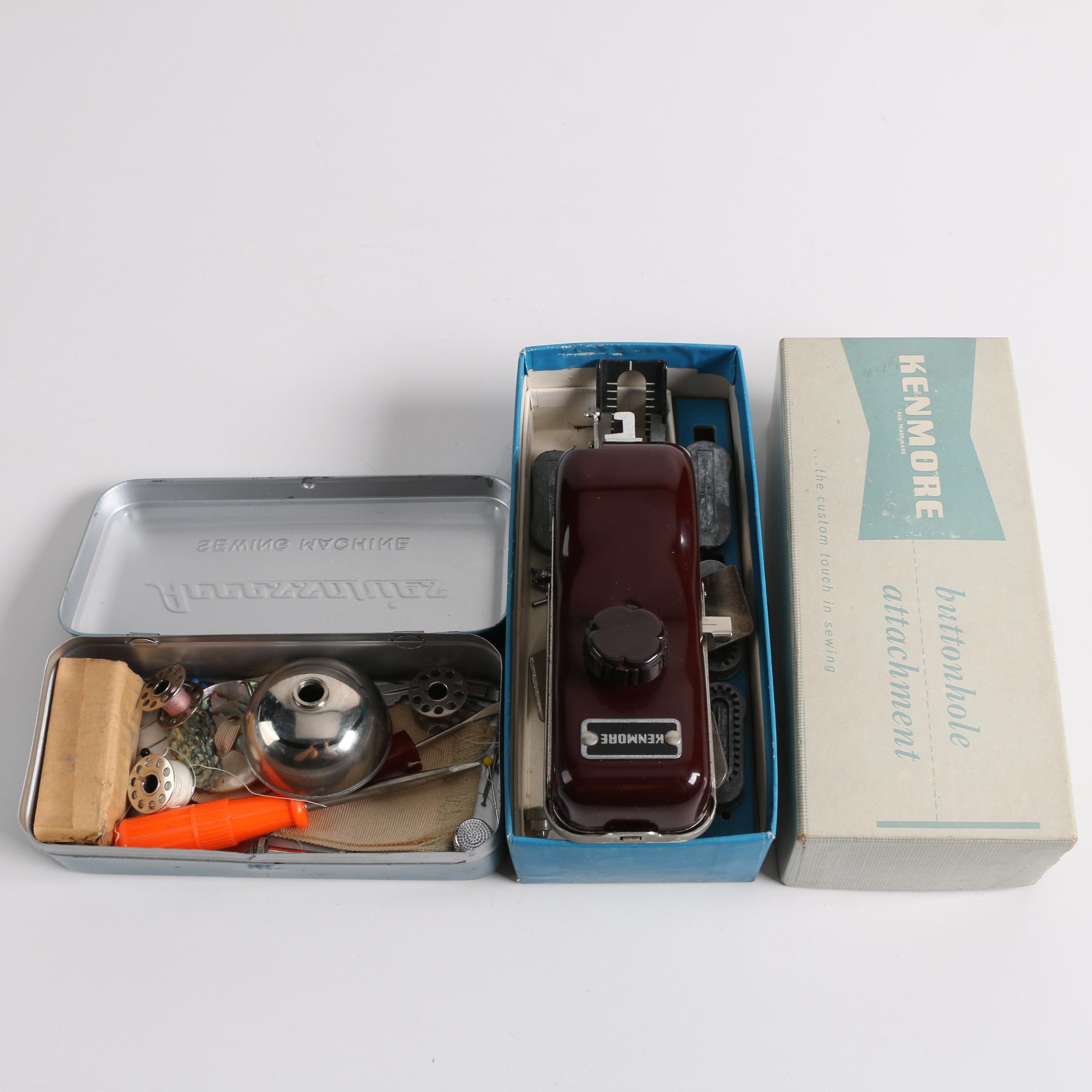 Vintage Kenmore Buttonhole Attachment and Other Sewing Supplies