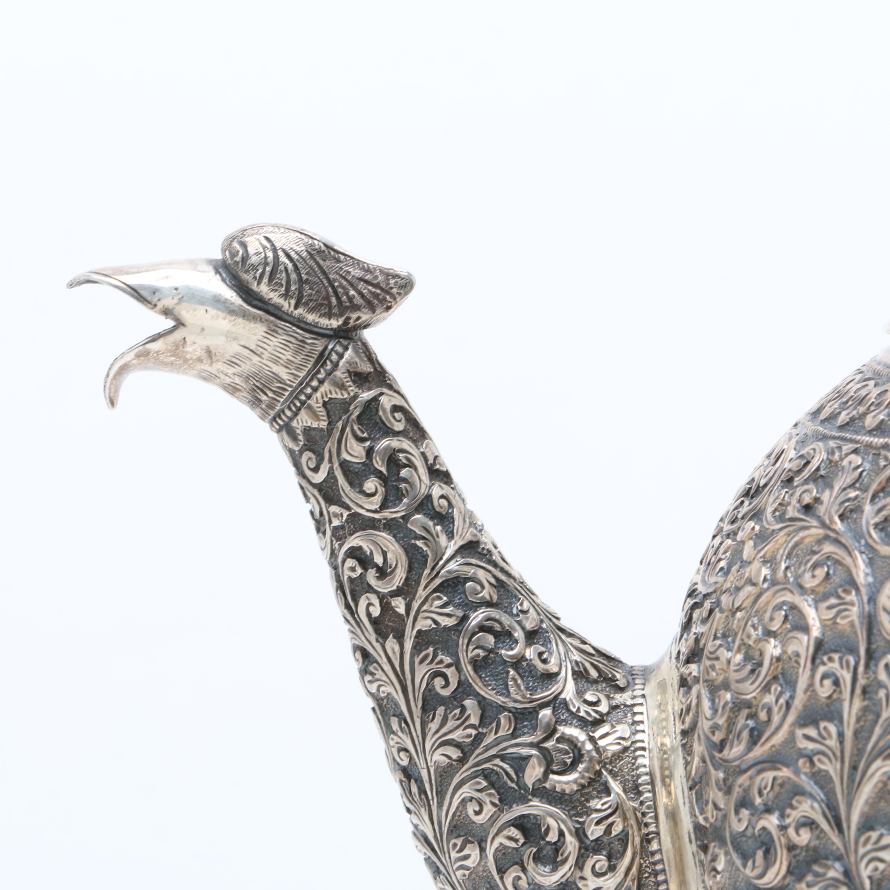 Antique Anglo-Indian Kutch Sterling Silver Repoussé Teapot