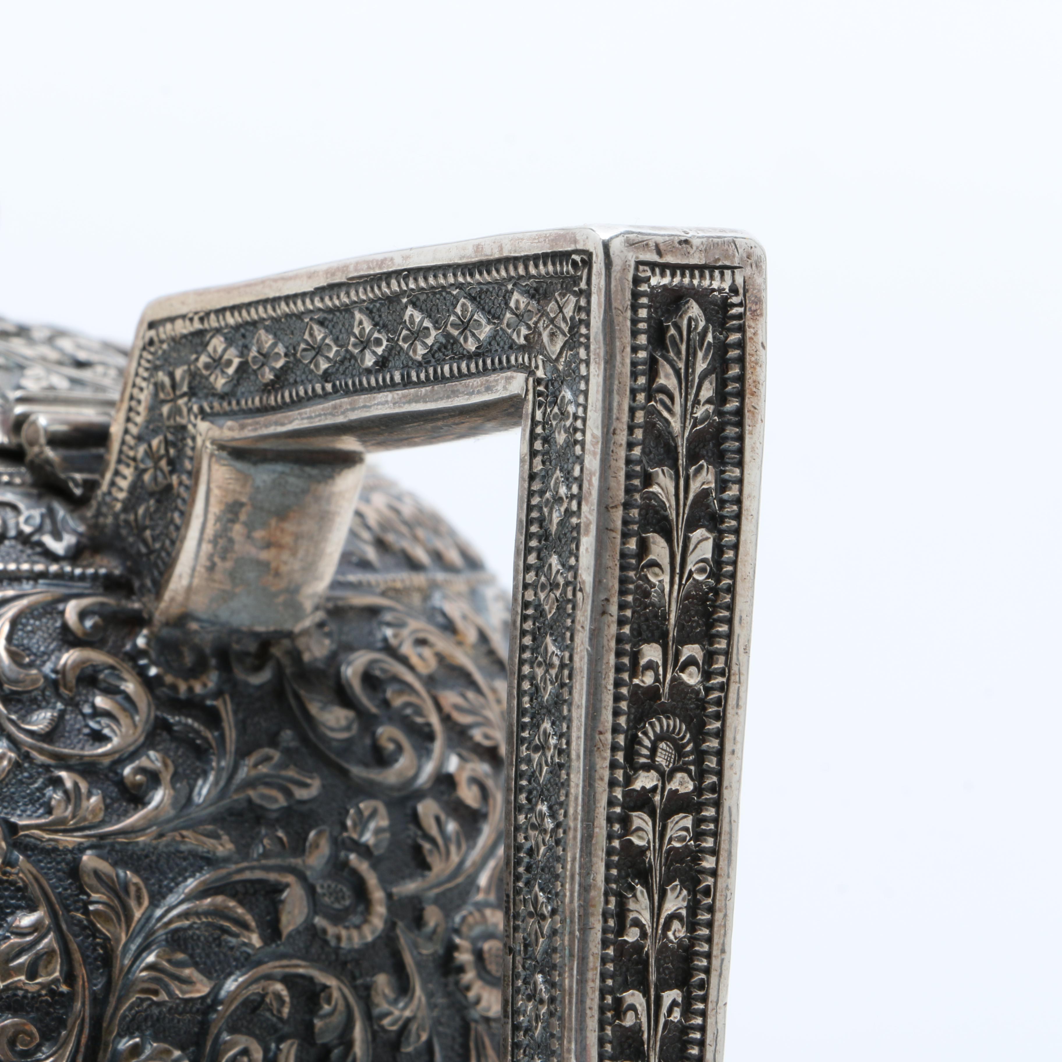 Antique Anglo-Indian Kutch Sterling Silver Repoussé Teapot