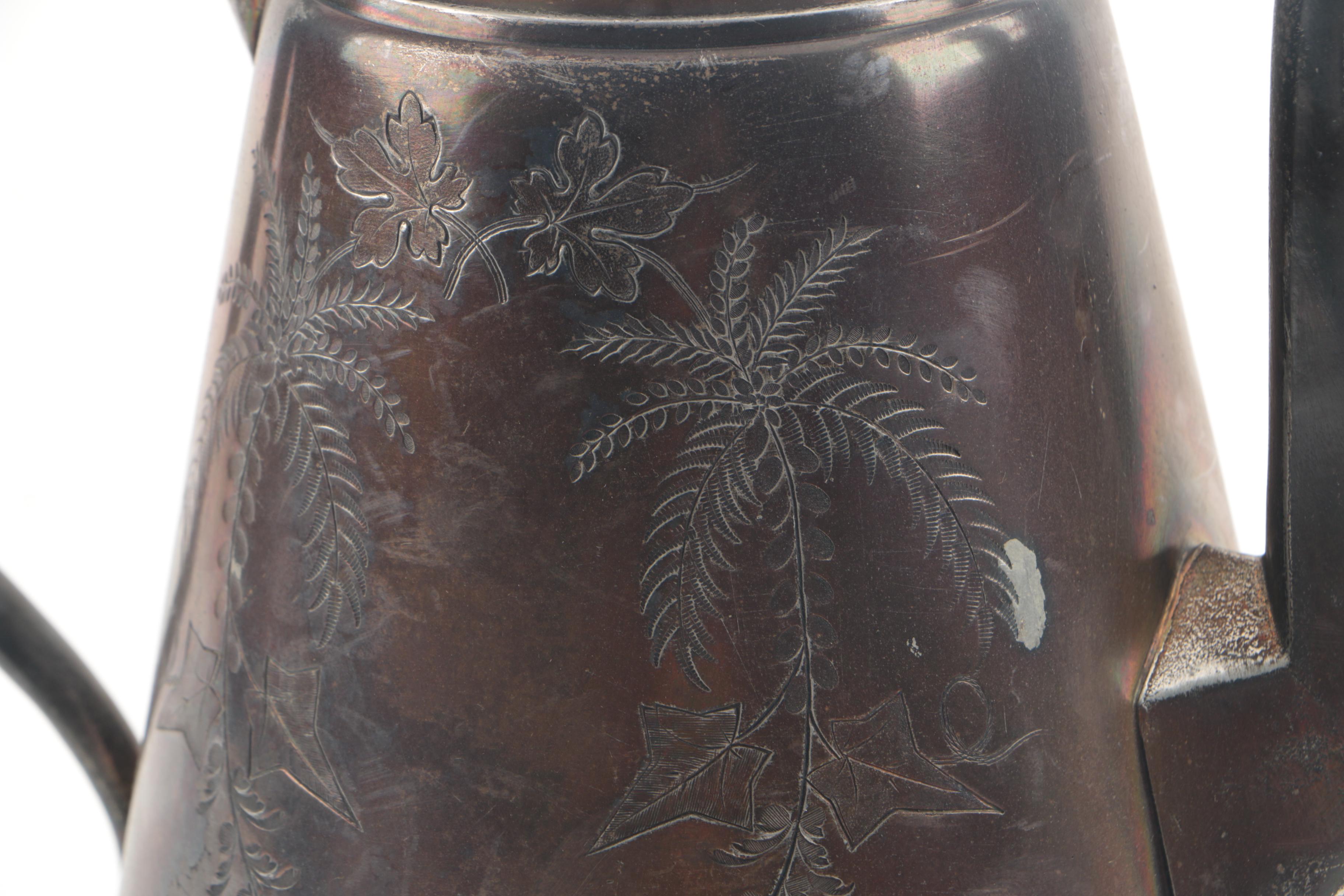 Vintage Mulholland Silver Plate Pitcher with Meriden Silver Plate Coffee Pot