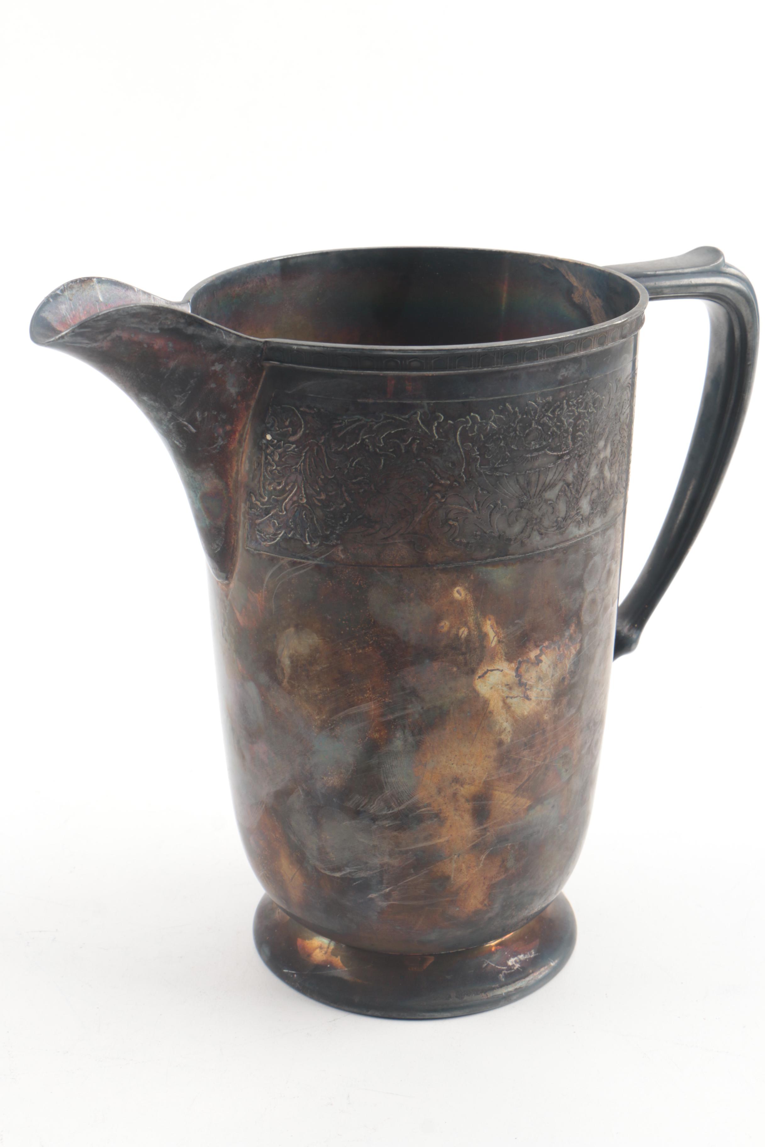 Vintage Mulholland Silver Plate Pitcher with Meriden Silver Plate Coffee Pot