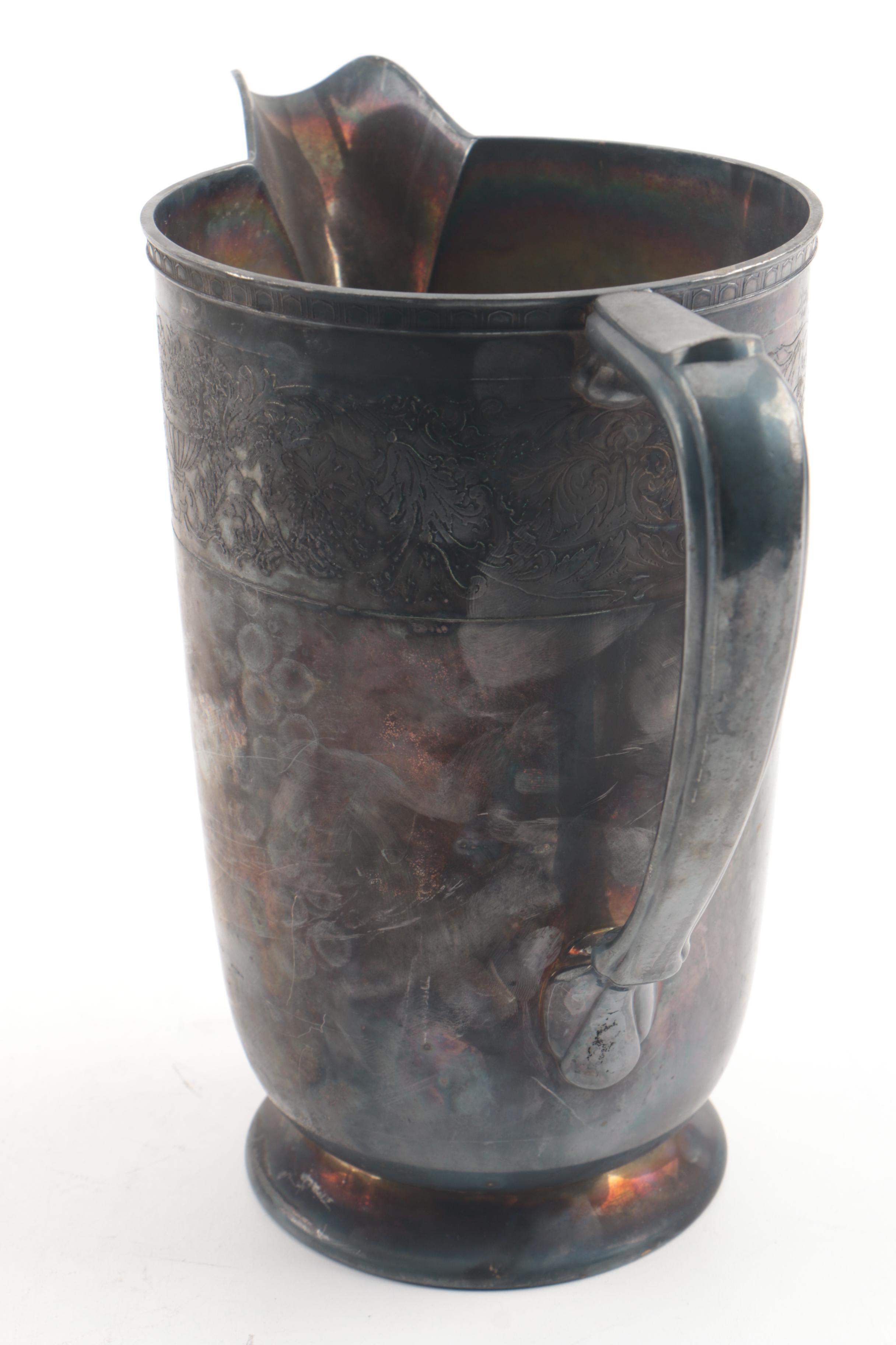 Vintage Mulholland Silver Plate Pitcher with Meriden Silver Plate Coffee Pot