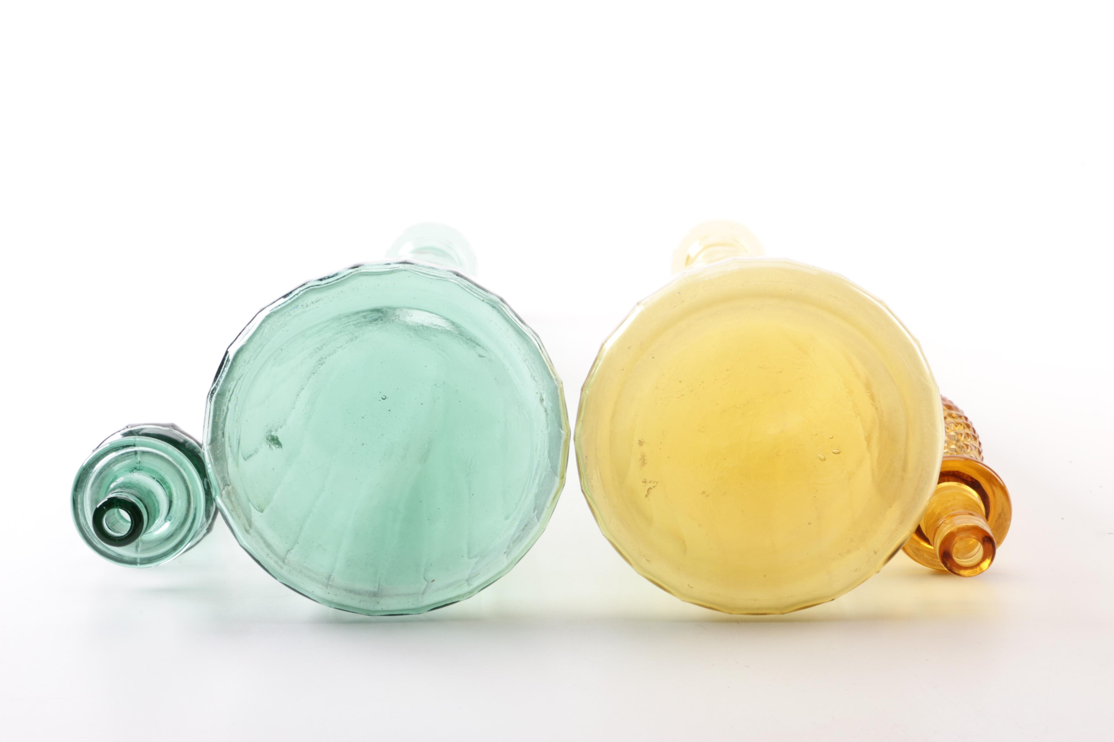 Vintage Italian Glass Decanters in Amber and Emerald