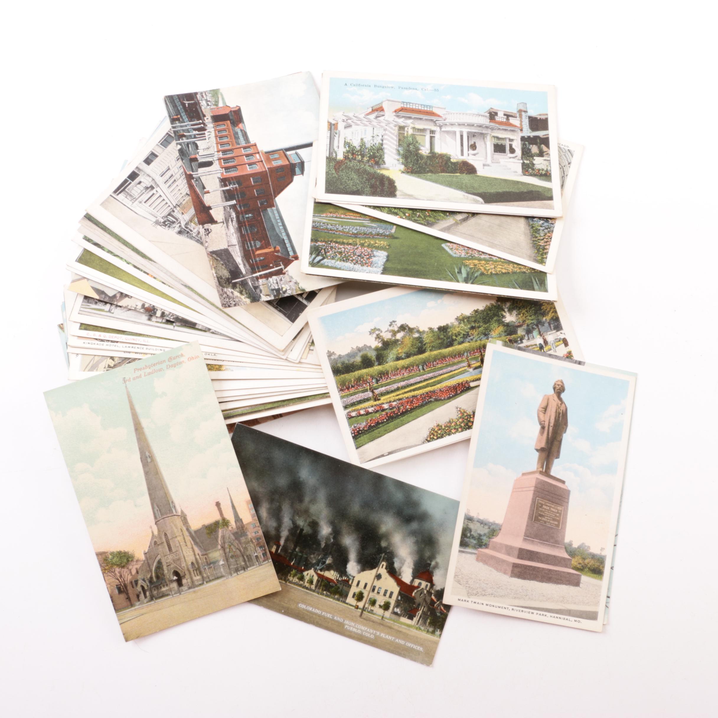 Gilded Wood Box with Vintage Postcards