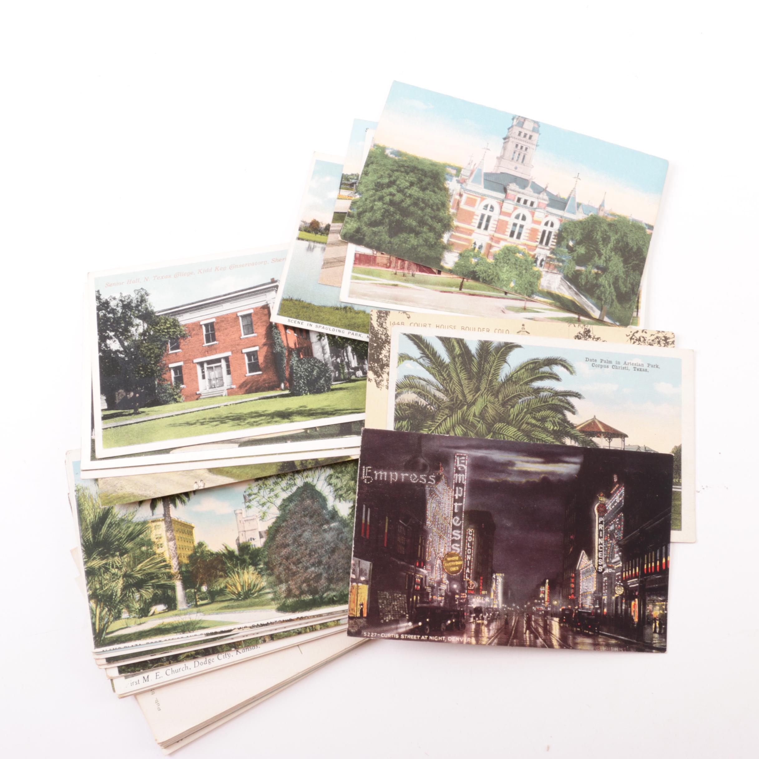 Gilded Wood Box with Vintage Postcards