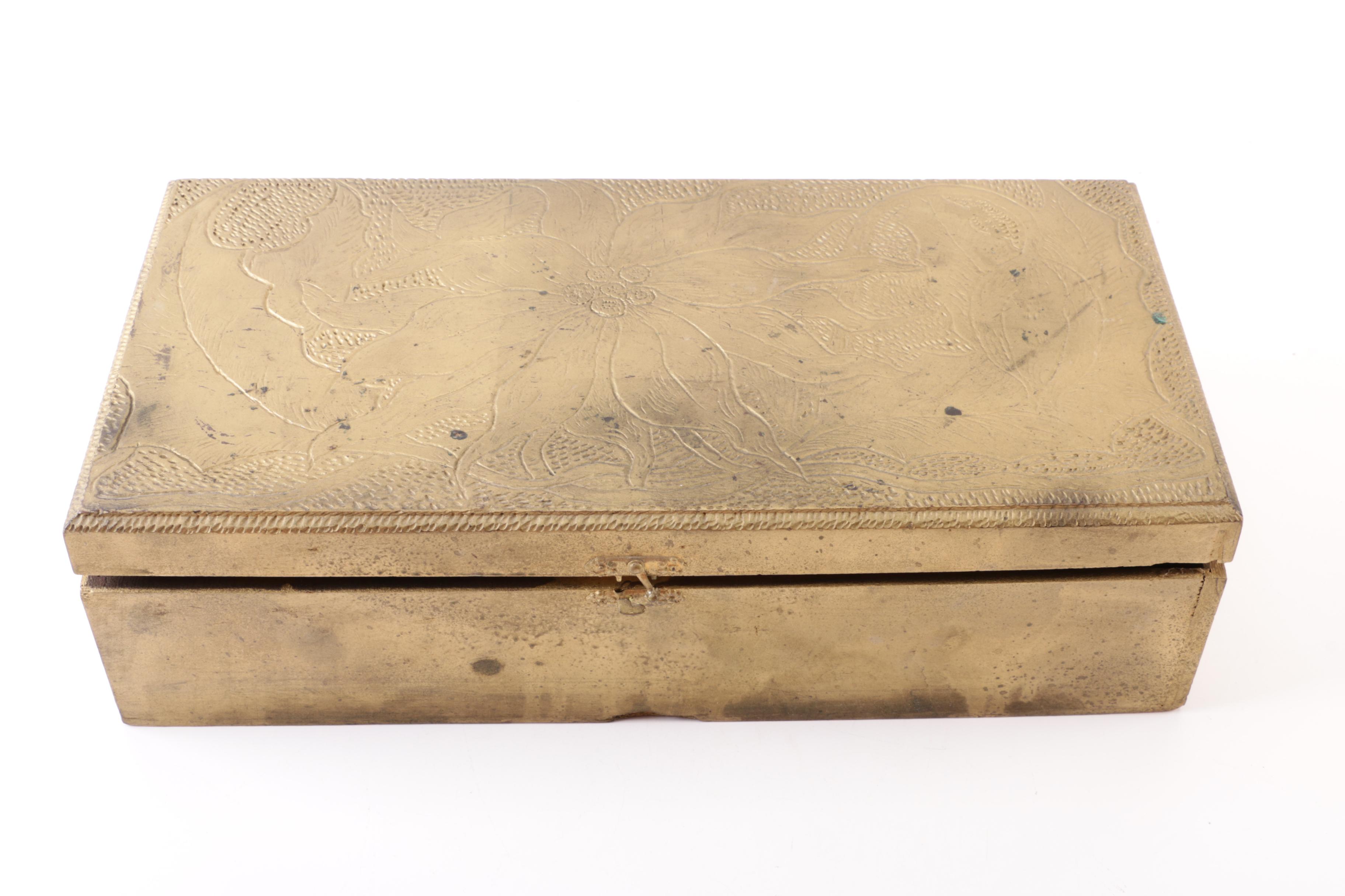 Gilded Wood Box with Vintage Postcards