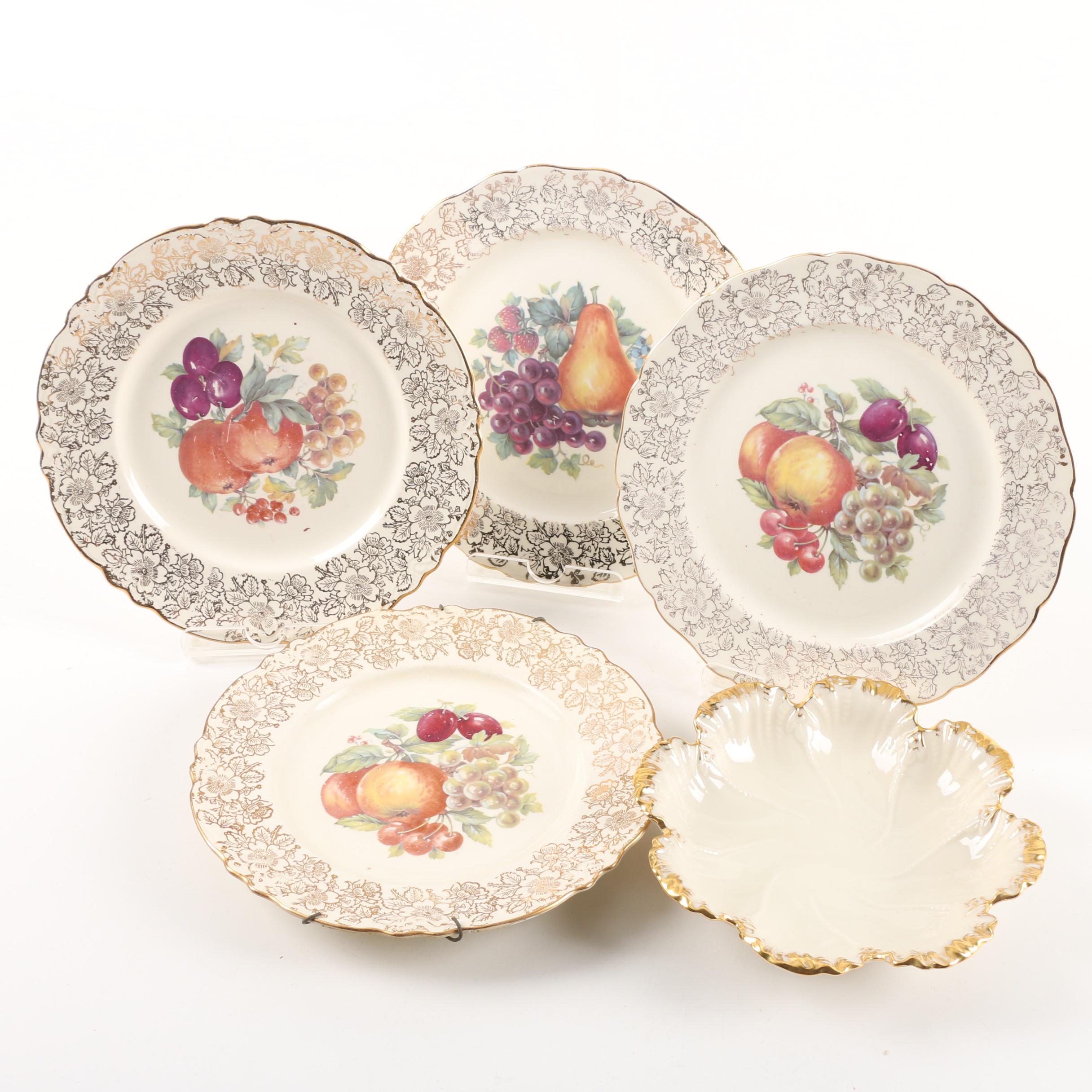 Lenox Serving Bowl and Homer Laughlin Fruit Themed Plates