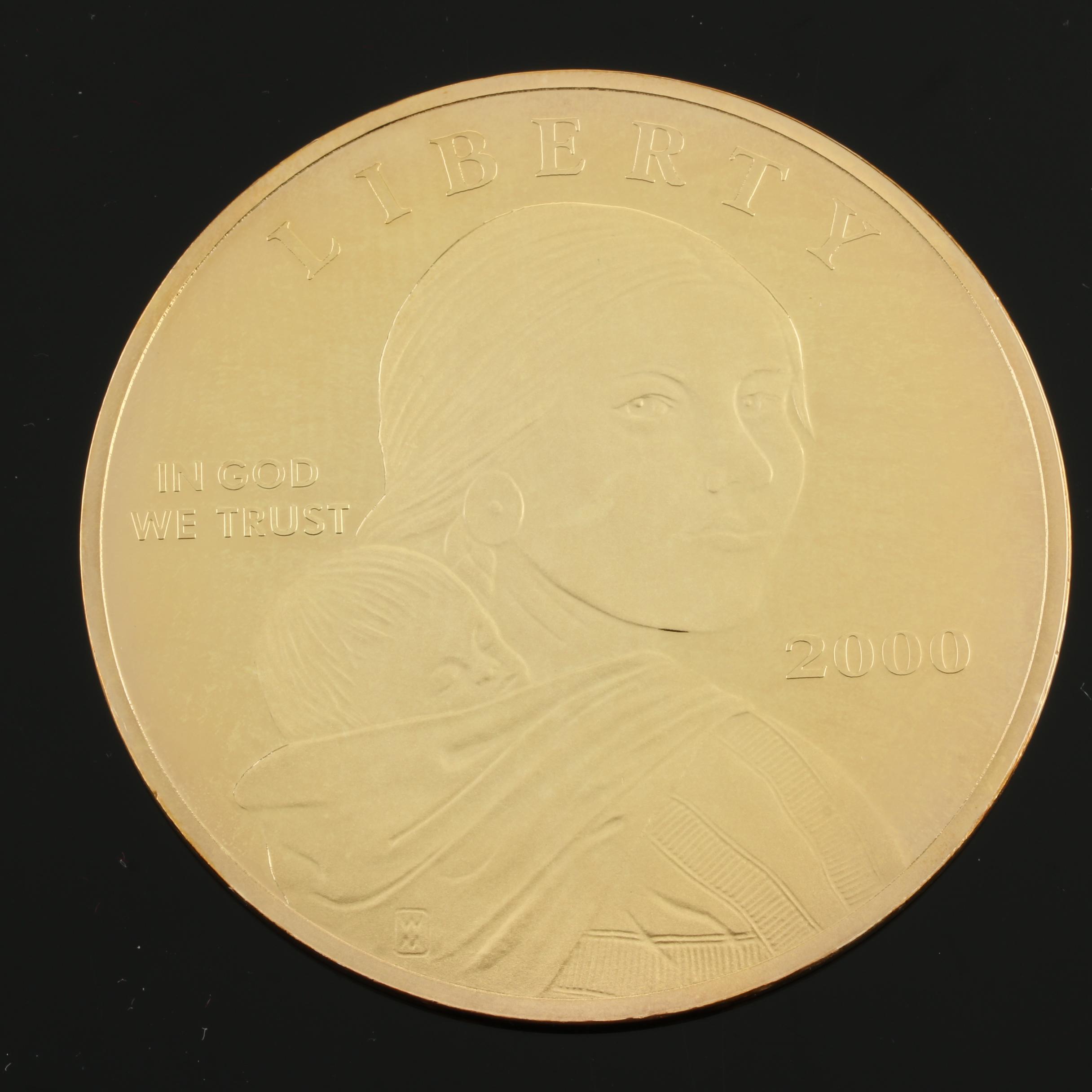 Large 2000 Sacagawea Quarter Pound Golden Proof Coin