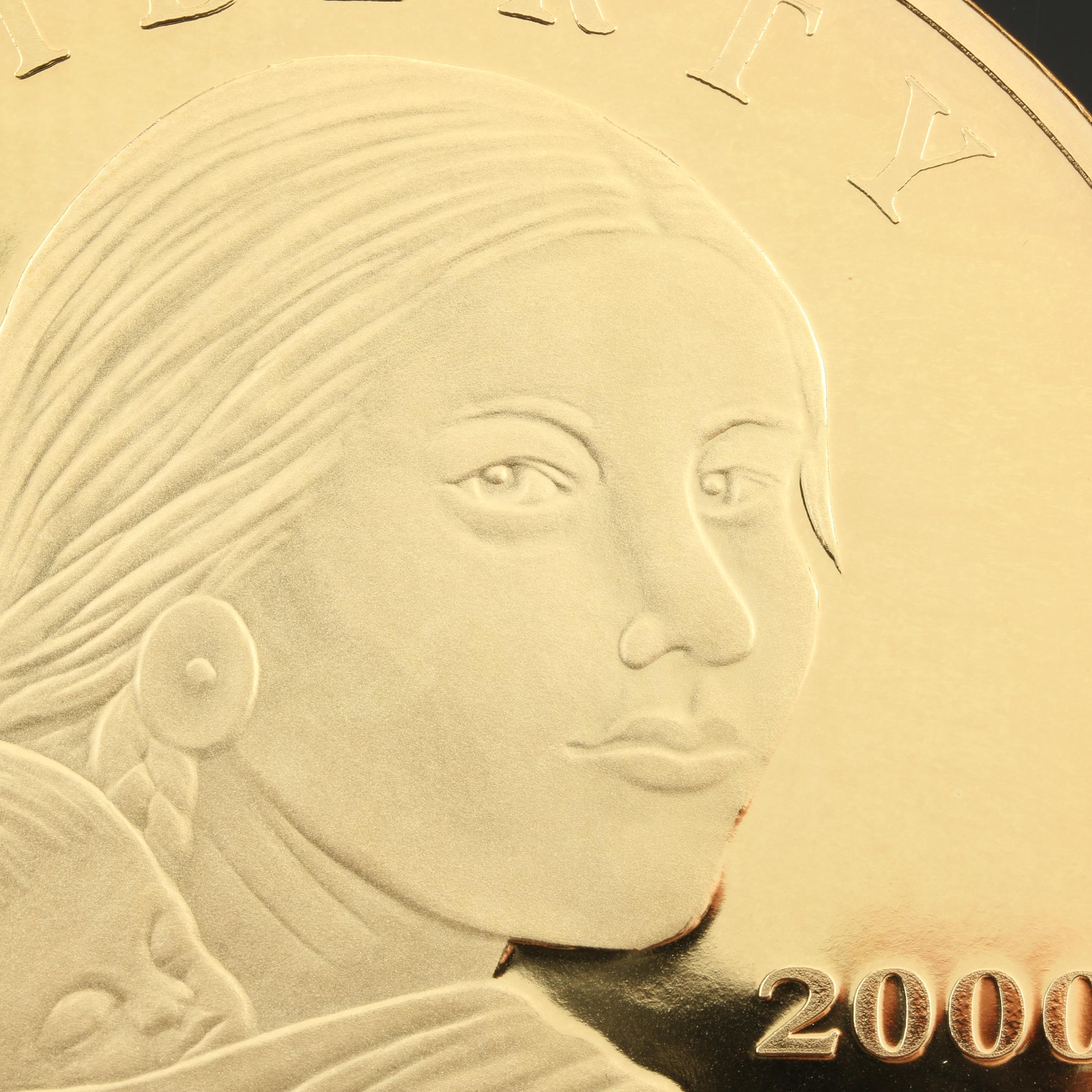 Large 2000 Sacagawea Quarter Pound Golden Proof Coin