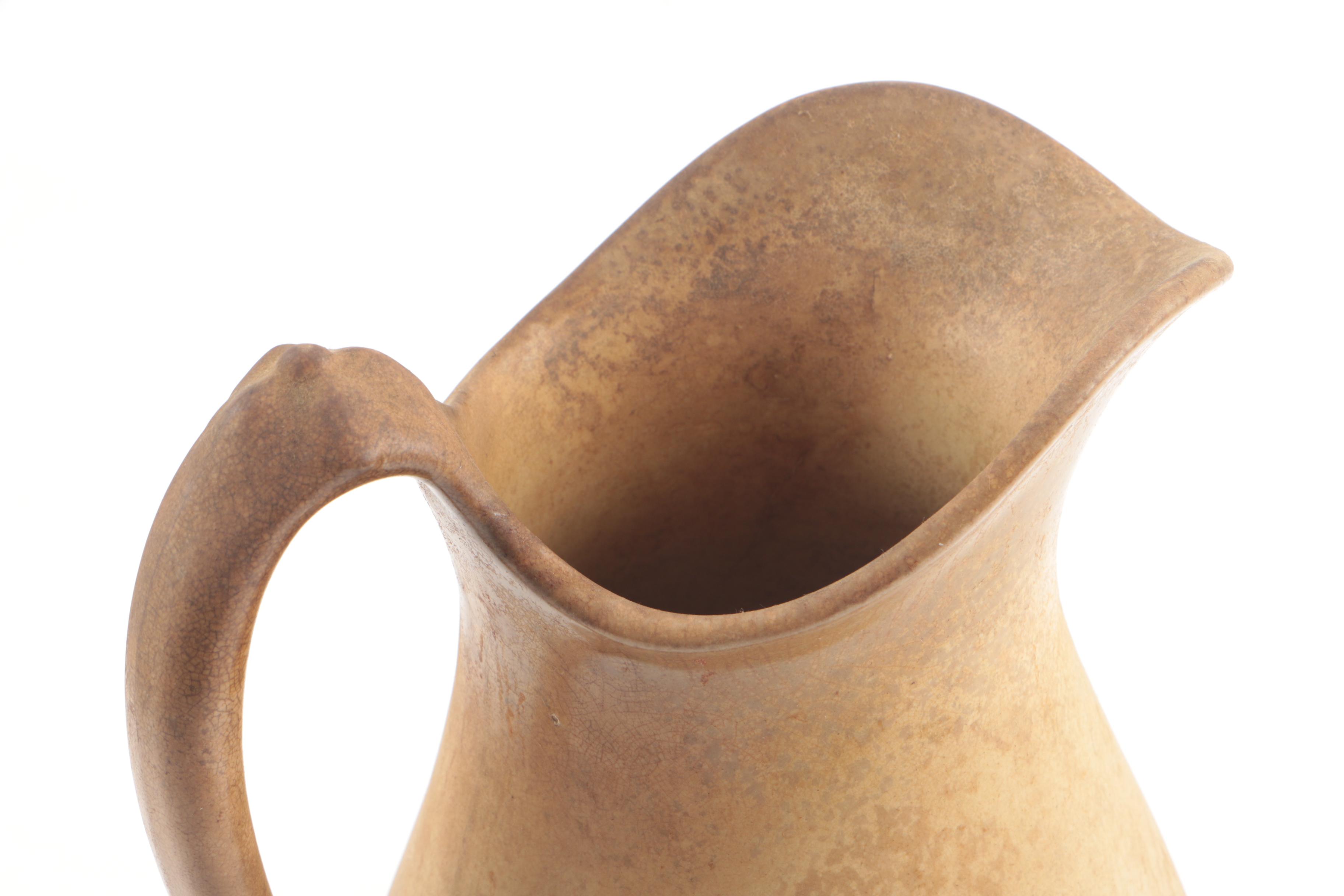 Antique C.C. Thomas Pottery Co. Semi-Granite Pitcher