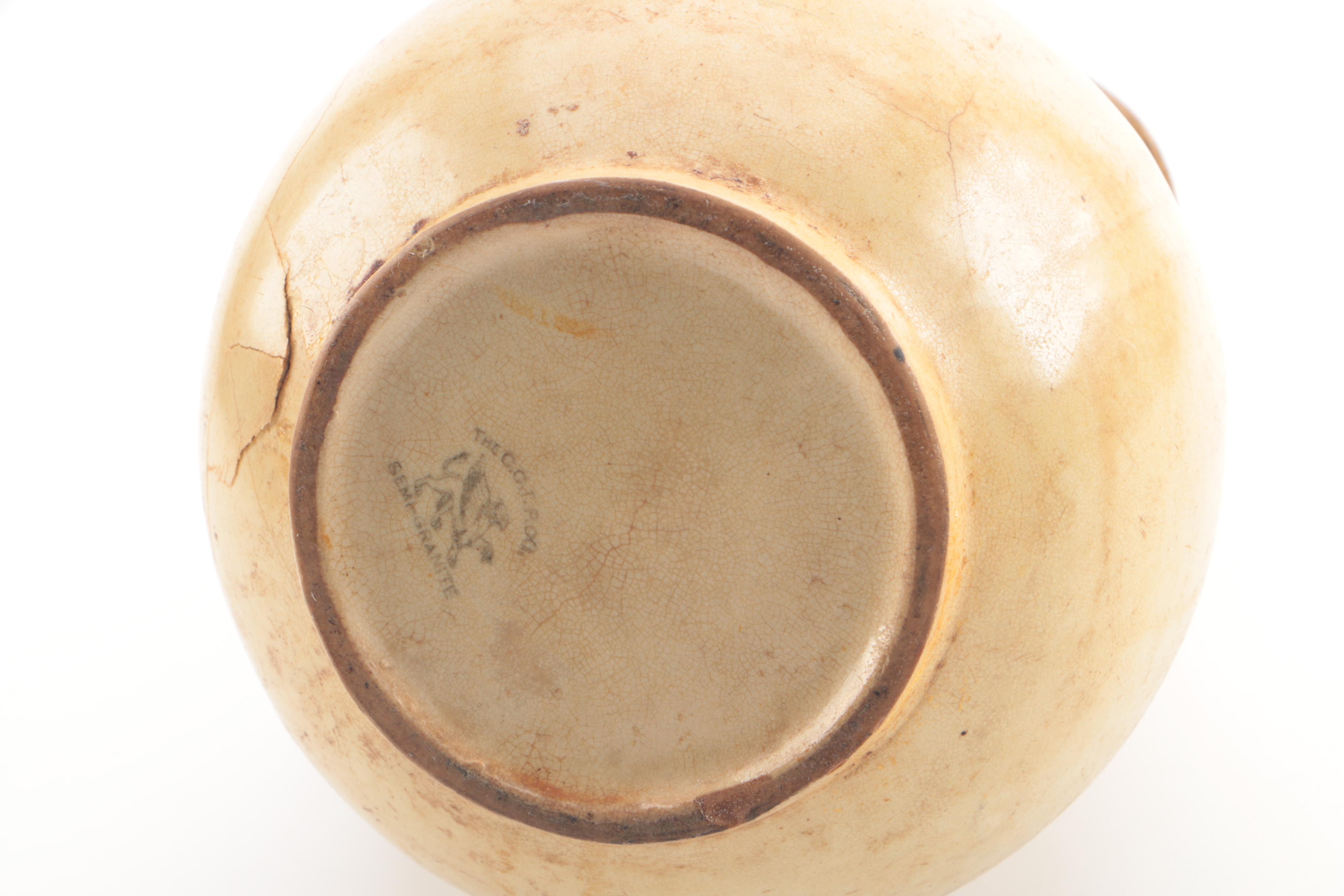 Antique C.C. Thomas Pottery Co. Semi-Granite Pitcher