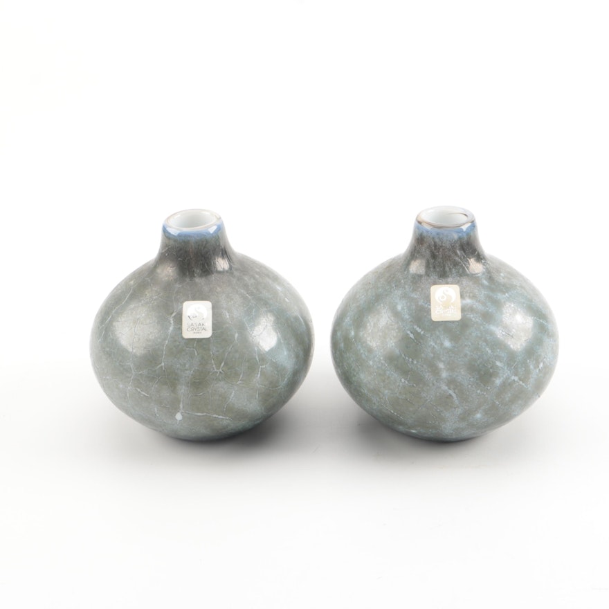 Contemporary Japanese Sasaki Crystal Bud Vases