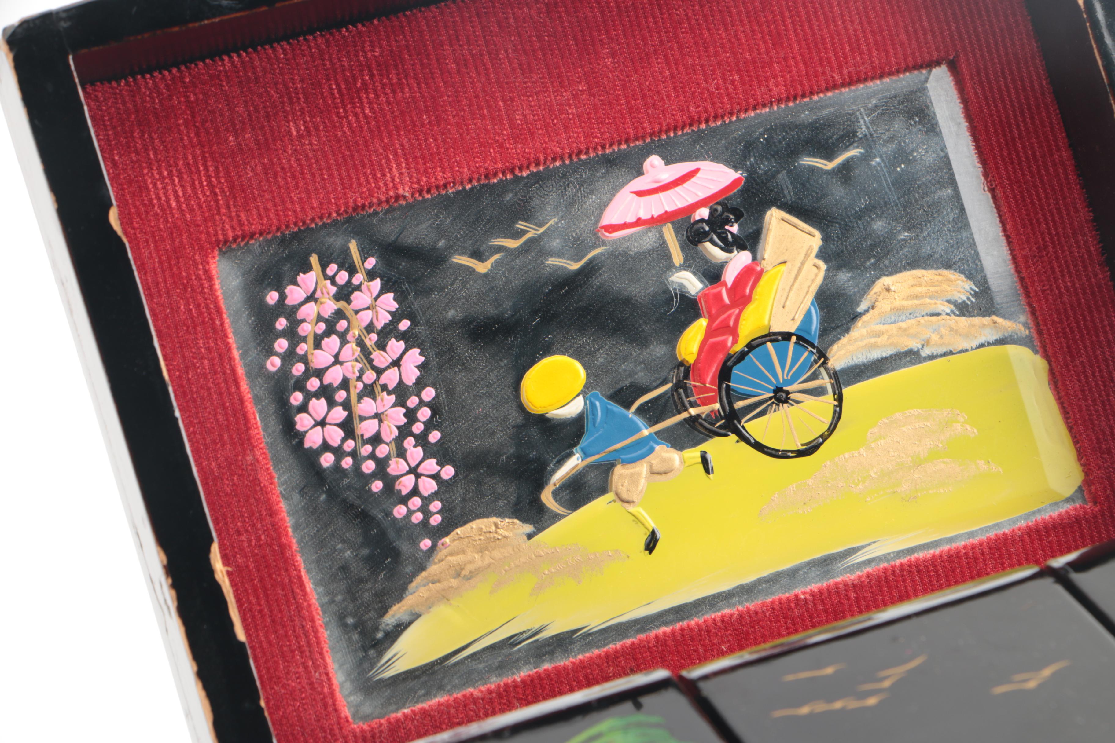 Japanese Musical Jewelry Chest with Abalone Inlay